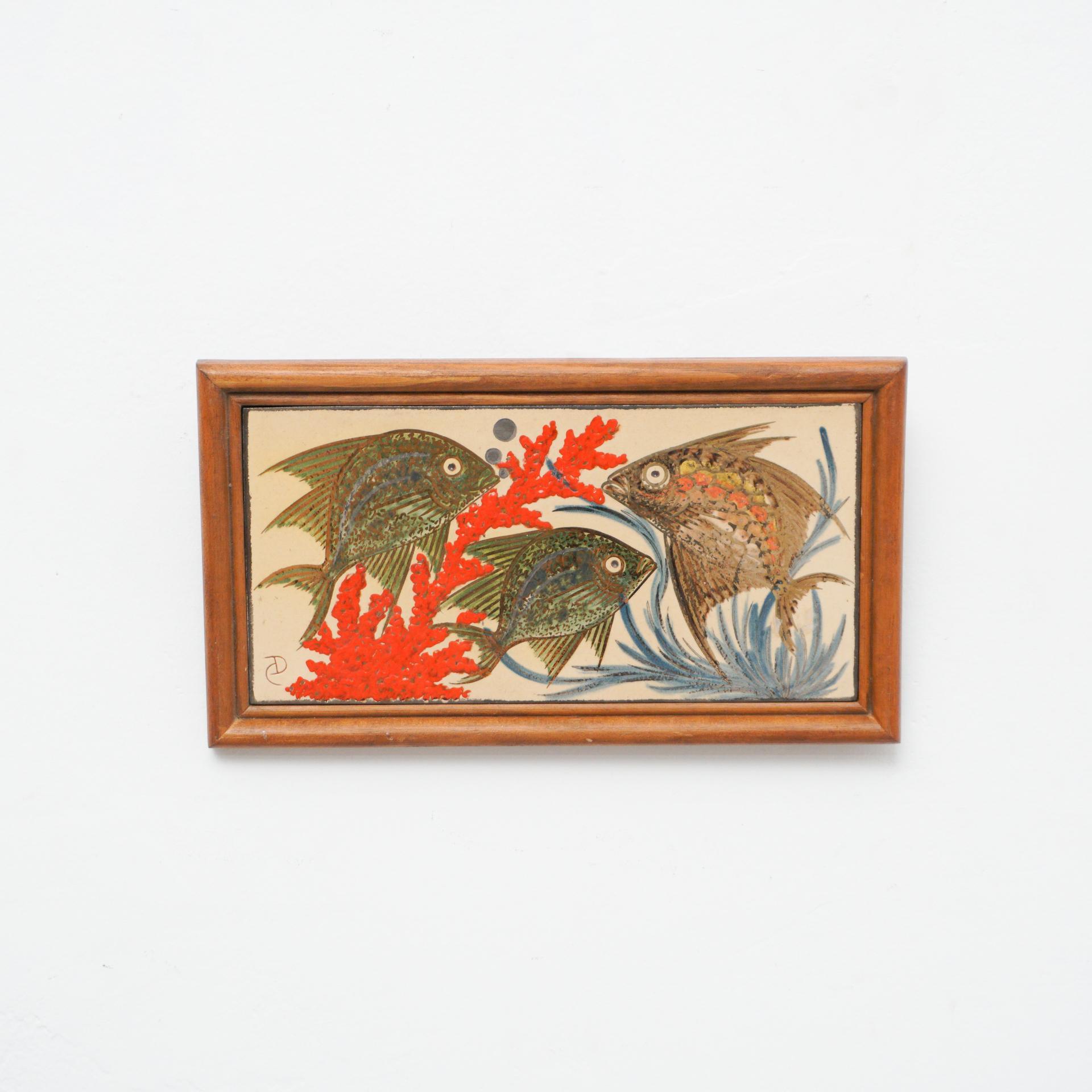 Diaz Costa Keramik-Kunstwerk, handbemalt, um 1960 im Angebot 2