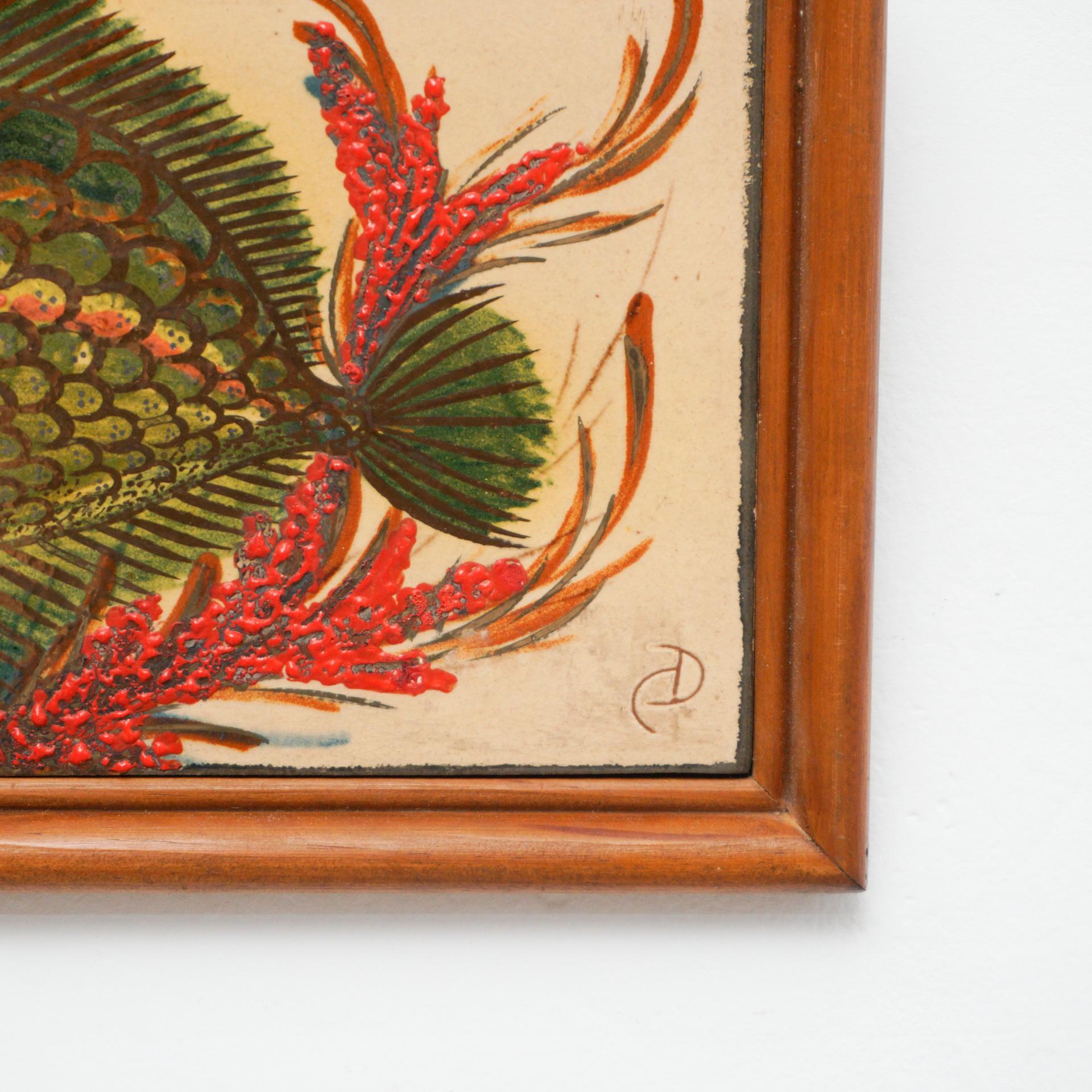 Diaz Costa Ceramic Hand Painted Artwork, circa 1960 2