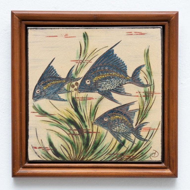 Diaz Costa Ceramic Hand Painted Artwork, circa 1960 For Sale 2
