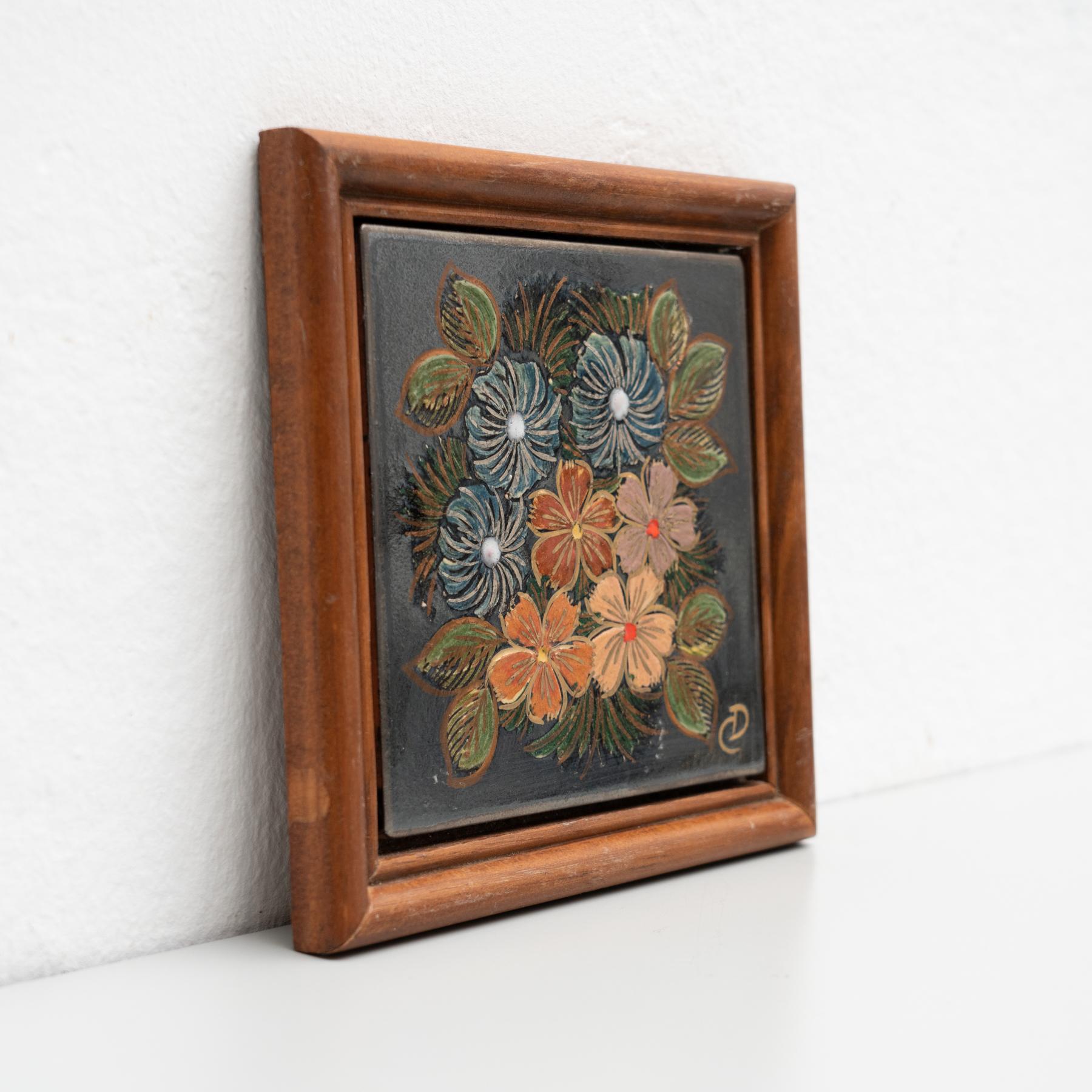 Diaz COSTA Ceramic Hand Painted Artwork, circa 1960 For Sale 3