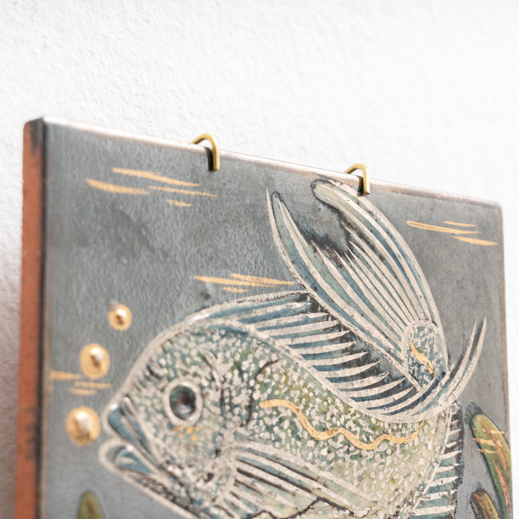 Opera d'arte dipinta a mano in ceramica di Diaz Costa, 1960 circa in vendita 2