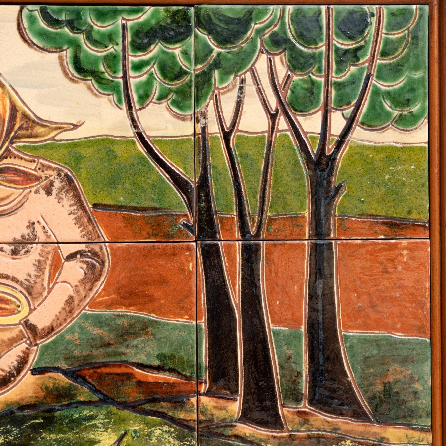 Diaz COSTA Ceramic Hand Painted Artwork, circa 1960 For Sale at 1stDibs