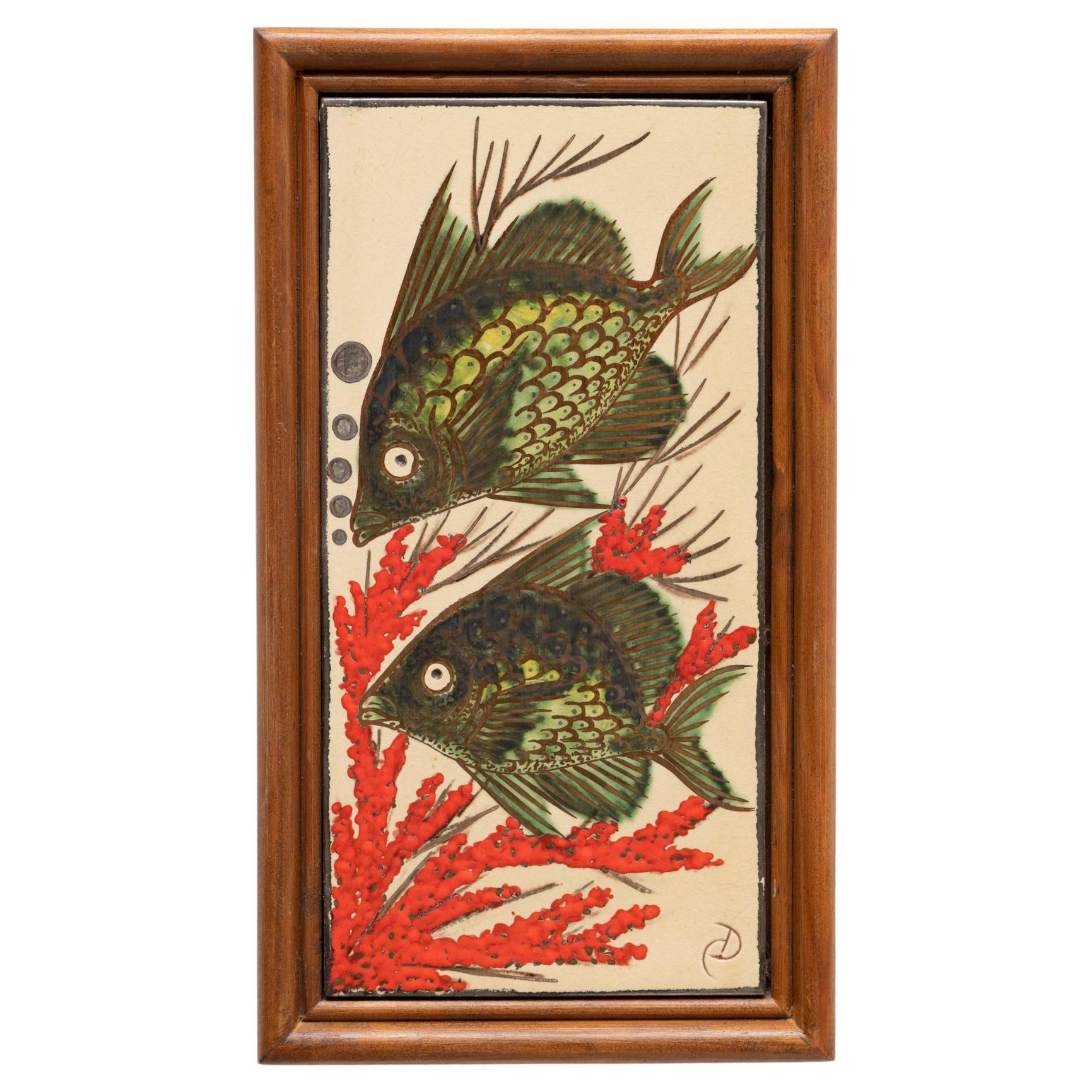 Diaz COSTA Ceramic Hand Painted Artwork, circa 1960