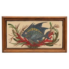 Opera d'arte dipinta a mano in ceramica di Diaz Costa, 1960 circa