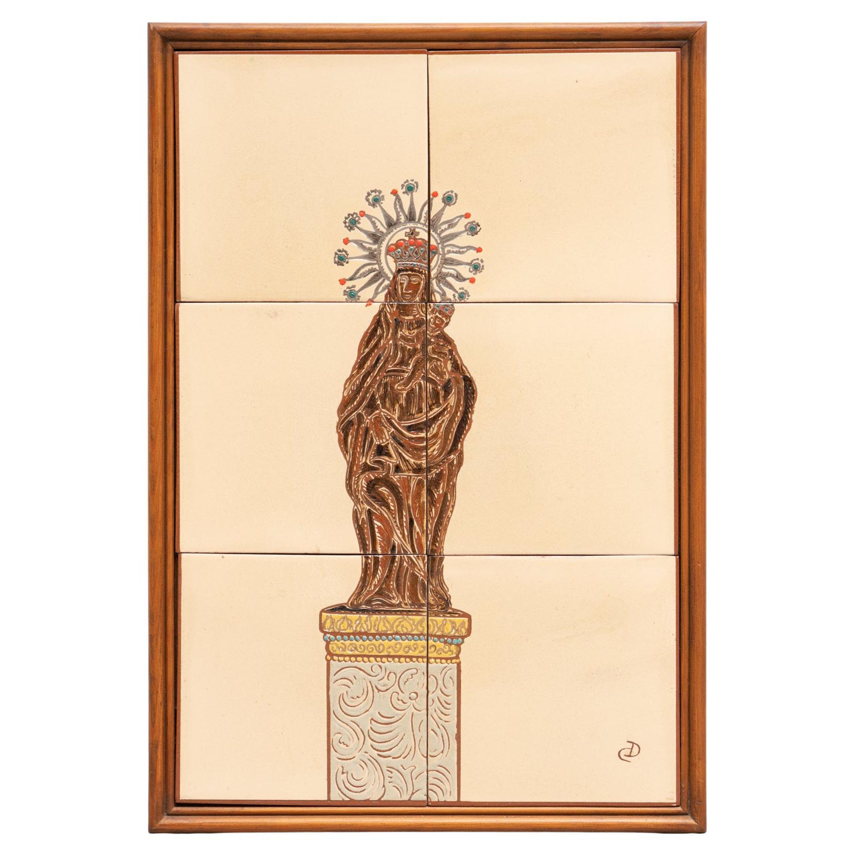 Diaz Costa Ceramic Hand Painted Artwork, circa 1960