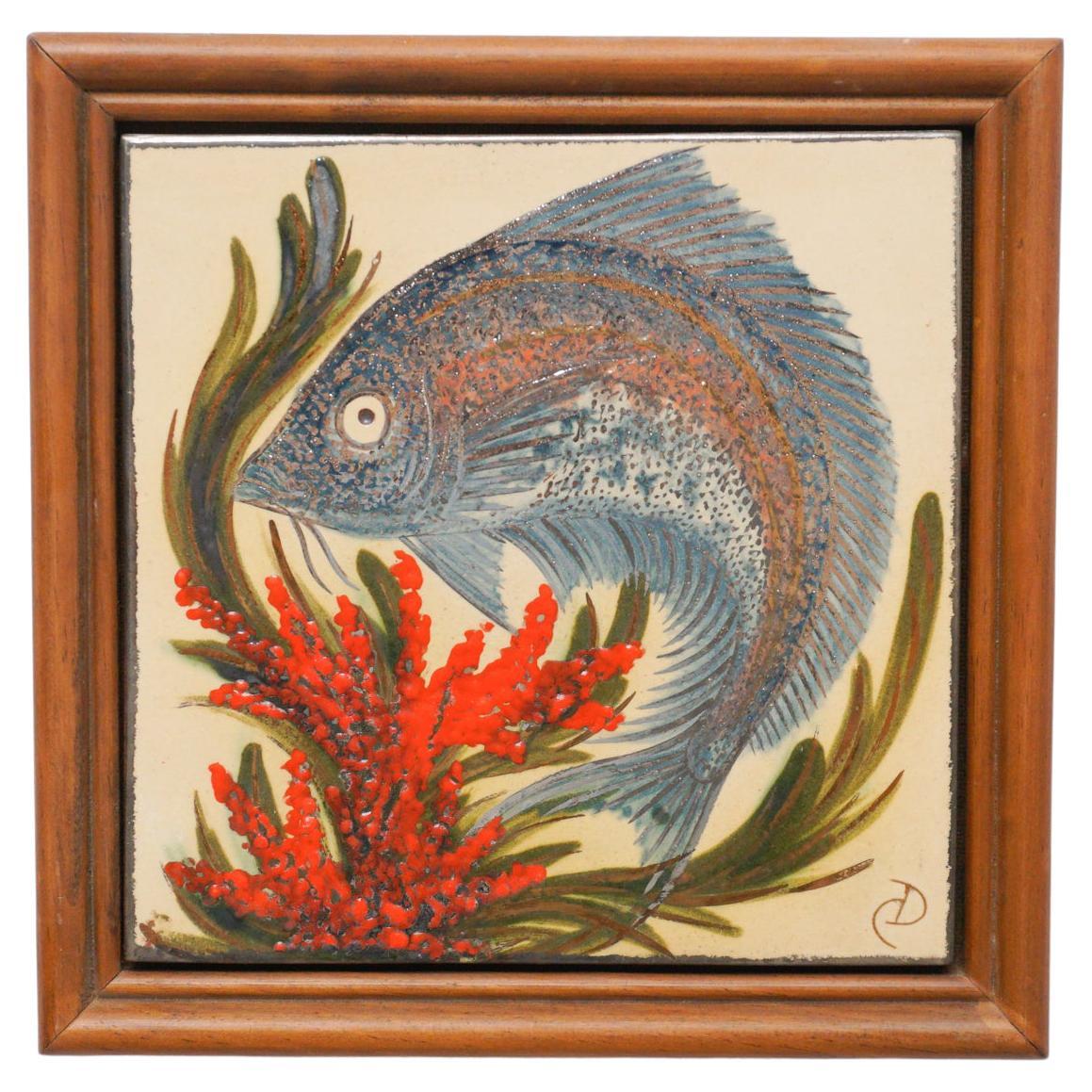 Diaz Costa Mid Century Modern Ceramic Hand Painted Artwork, circa 1960