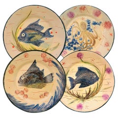 Diaz-Costa Ceramic handpainted dinner plate, set of 4, circa 1960