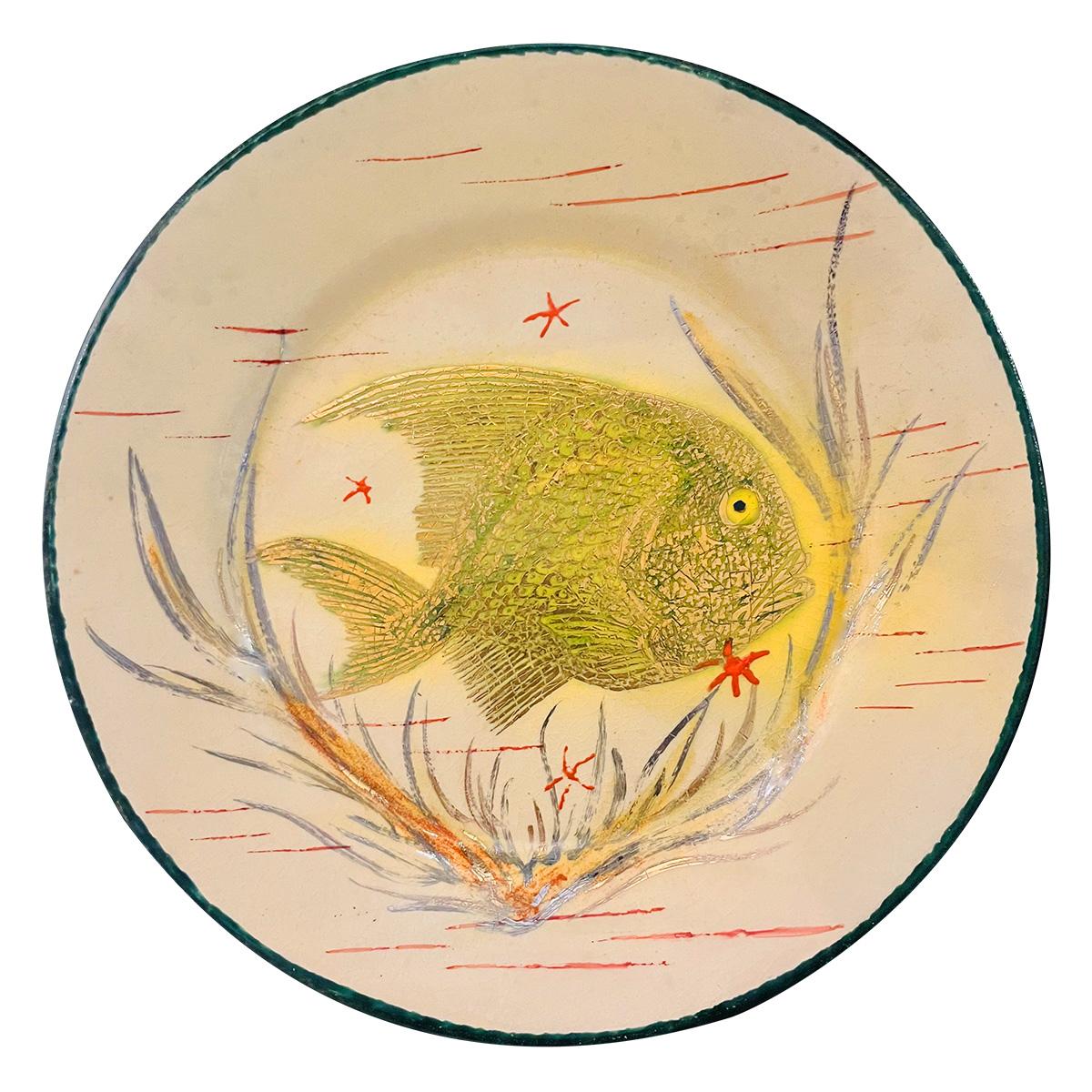 Diaz-Costa Ceramic, set of 4, handpaintted dinner plate, circa 1960 en vente 3