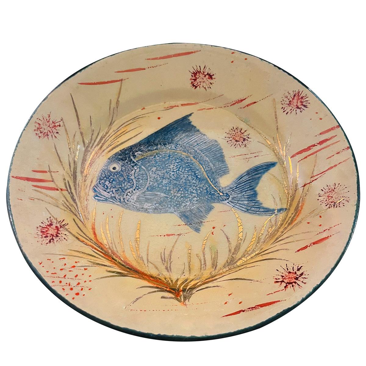 Mid-Century Modern Diaz-Costa Ceramic, set of 4, handpaintted dinner plate, circa 1960 en vente