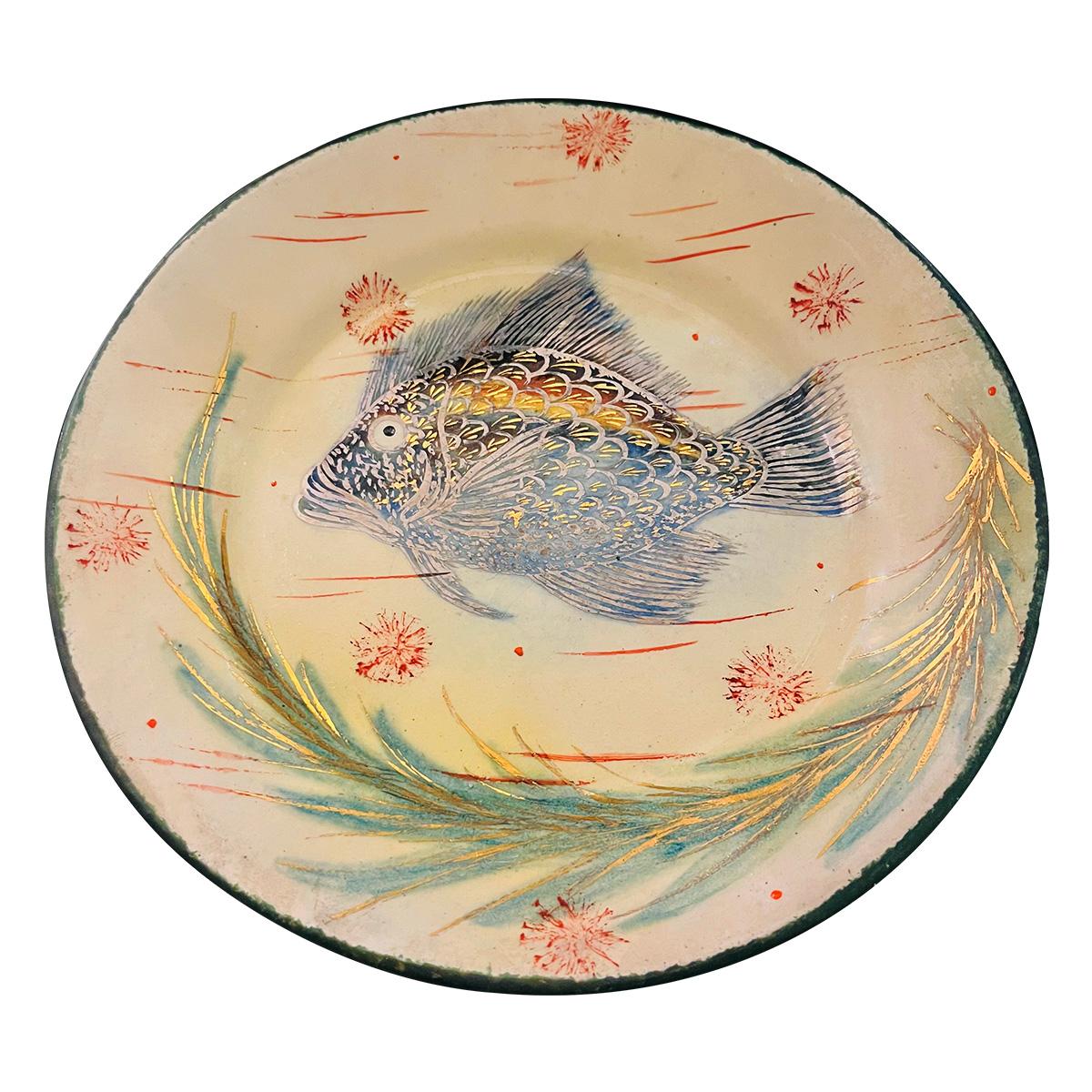 Diaz-Costa Ceramic, set of 4, handpaintted dinner plate, circa 1960 Bon état - En vente à Paris, FR