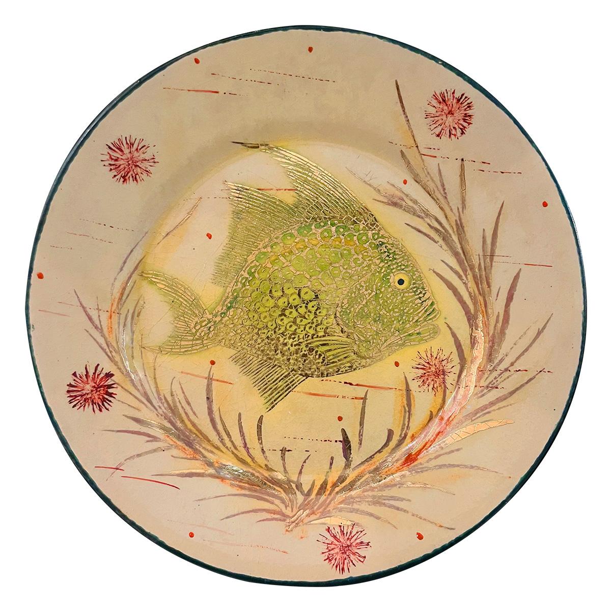 Céramique Diaz-Costa Ceramic, set of 4, handpaintted dinner plate, circa 1960 en vente