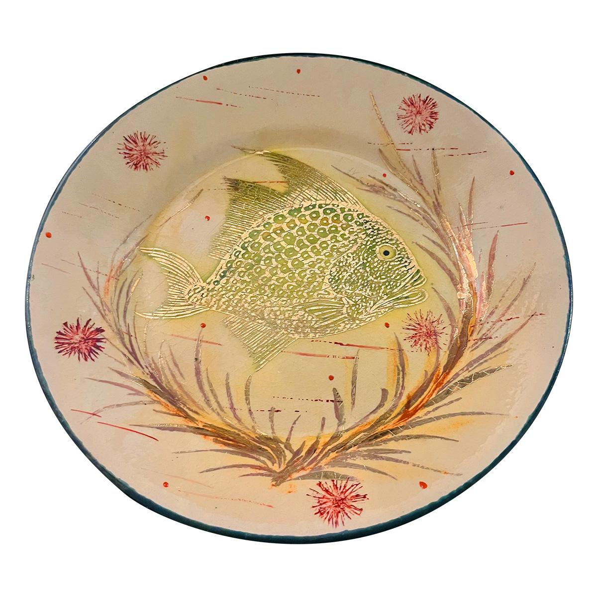 Diaz-Costa Ceramic, set of 4, handpaintted dinner plate, circa 1960 en vente 1