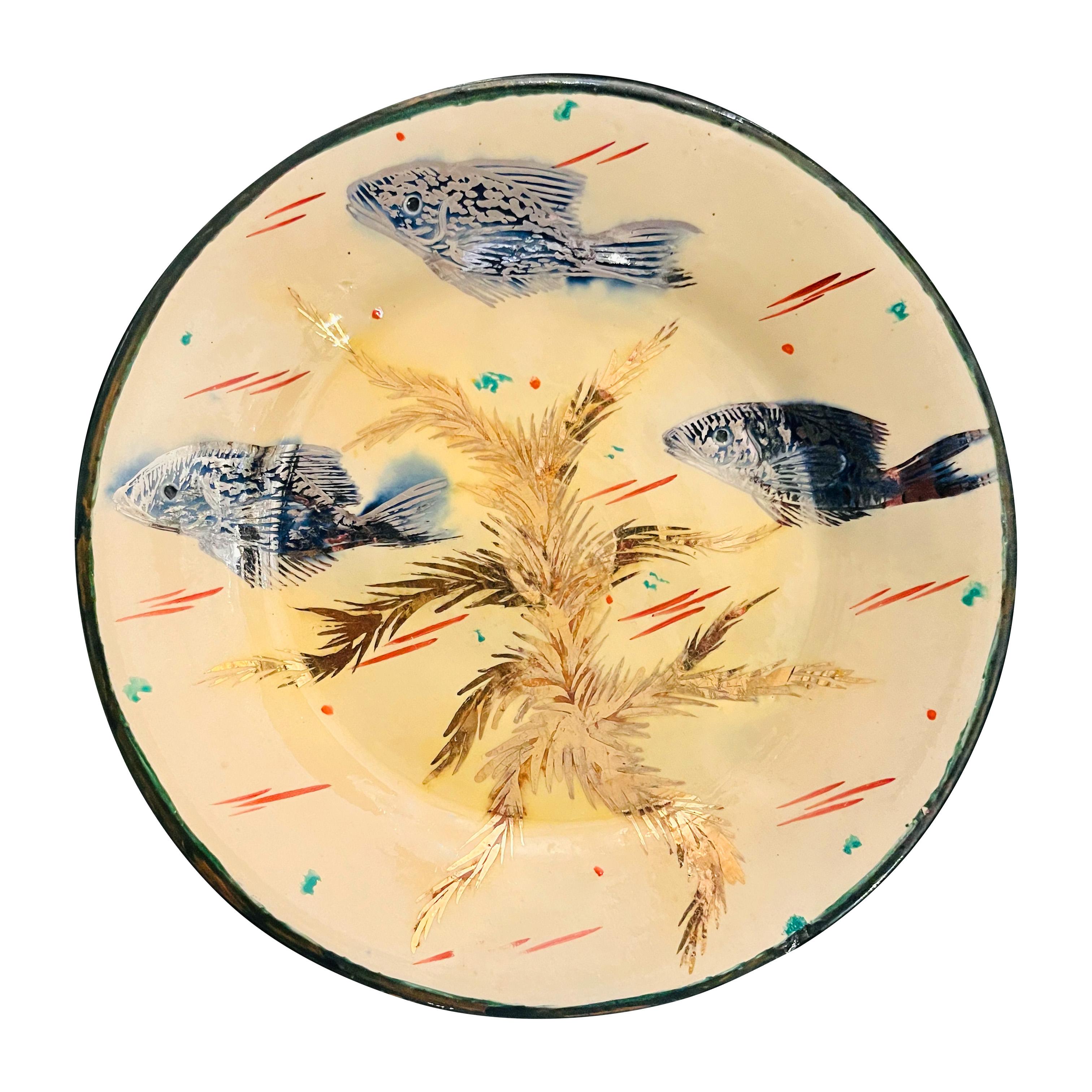 Spanish Diaz-Costa famous catalan artist, Ceramic handpainted dessert plate, circa 1960 For Sale