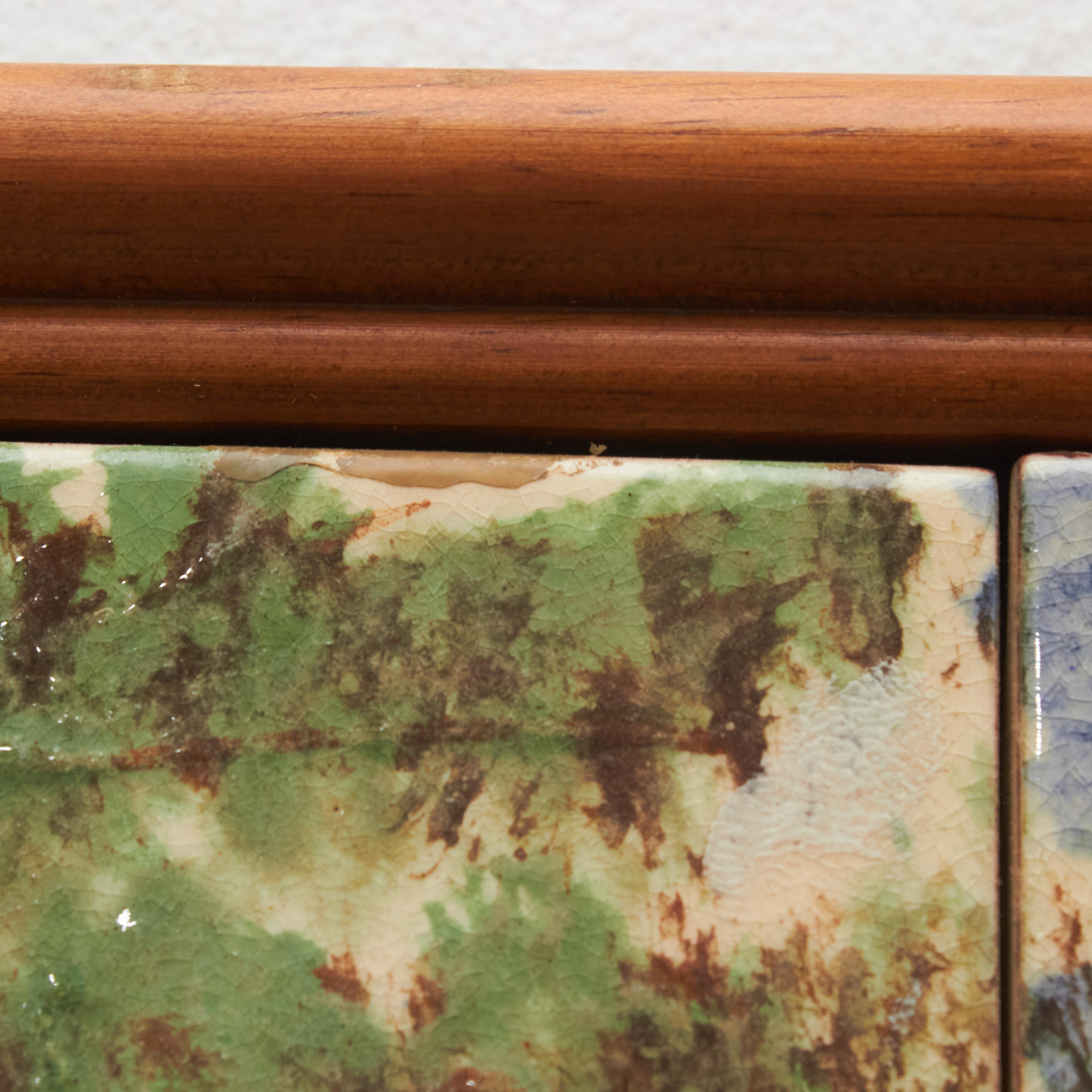 Diaz Costa Mid Century Modern Ceramic Hand Painted Artwork, circa 1960 For Sale 5