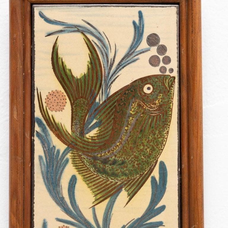 Diaz Costa Mid Century Modern Ceramic Hand Painted Artwork, circa 1960 In Good Condition For Sale In Barcelona, ES
