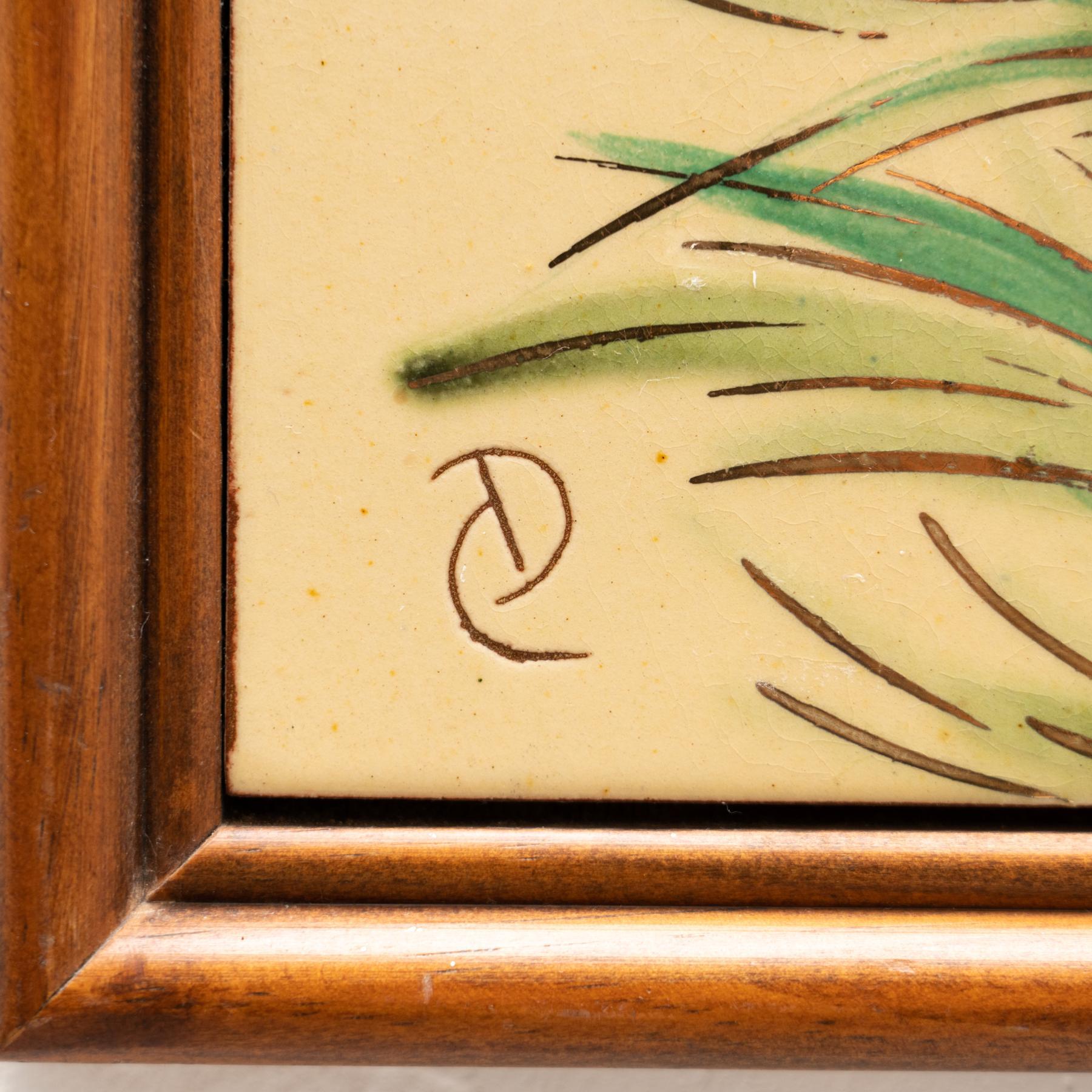 Mid-20th Century Diaz Costa Mid Century Modern Ceramic Hand Painted Artwork, circa 1960 For Sale