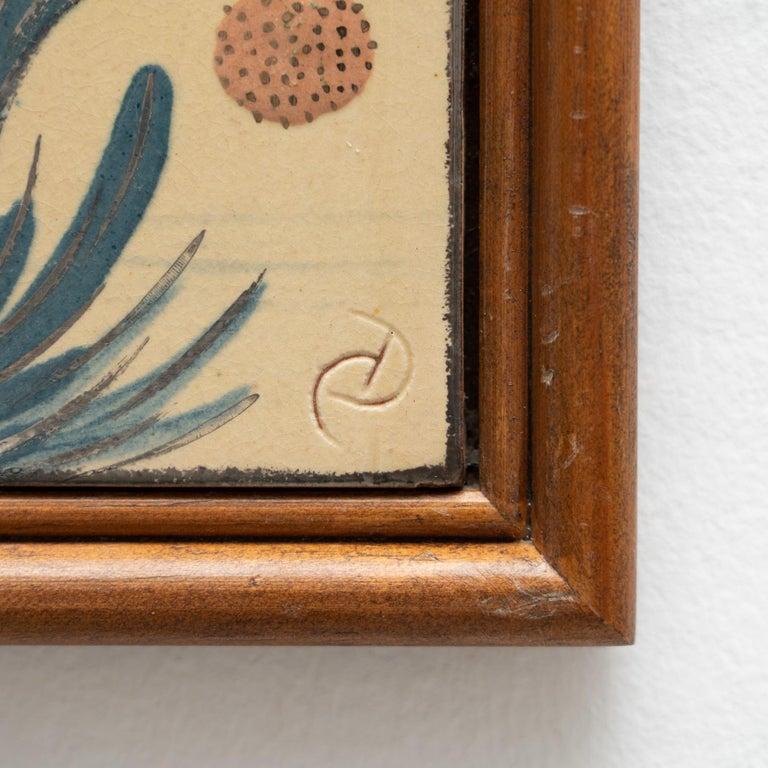 Mid-20th Century Diaz Costa Mid Century Modern Ceramic Hand Painted Artwork, circa 1960 For Sale