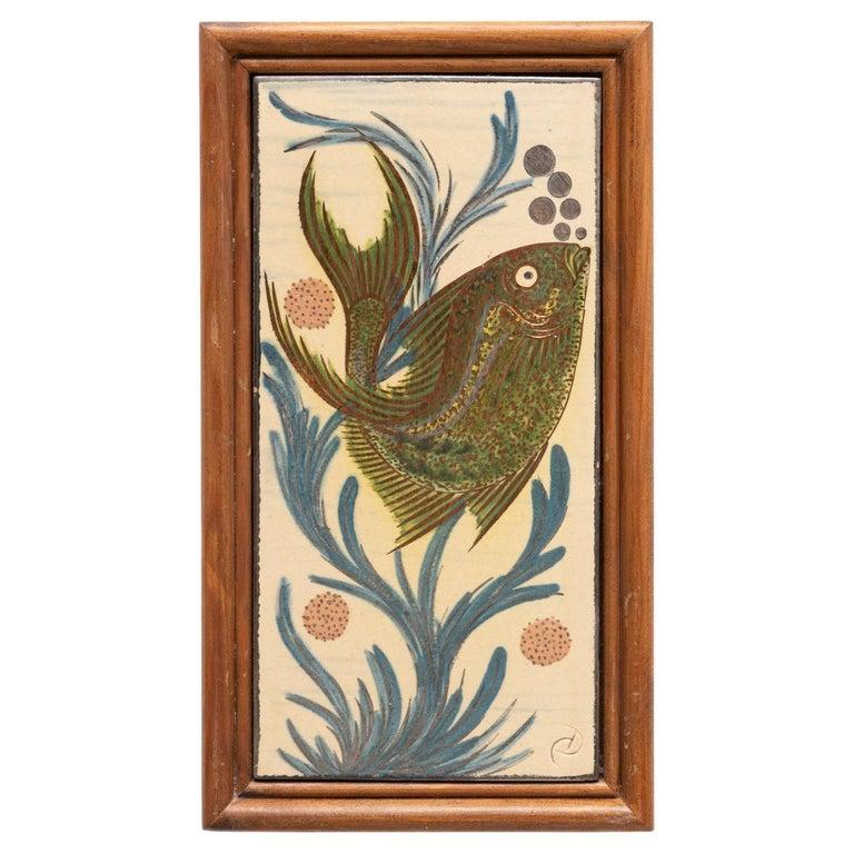 Diaz Costa Mid Century Modern Ceramic Hand Painted Artwork, circa 1960 For Sale 1