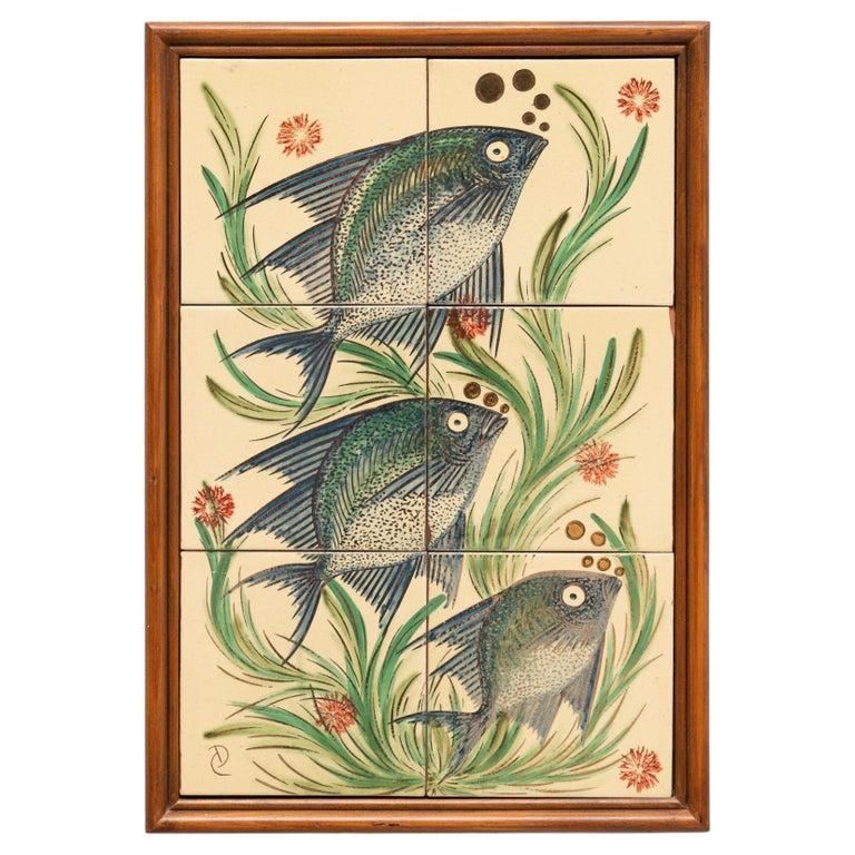 Diaz Costa Mid Century Modern Ceramic Hand Painted Artwork, circa 1960 For Sale 1