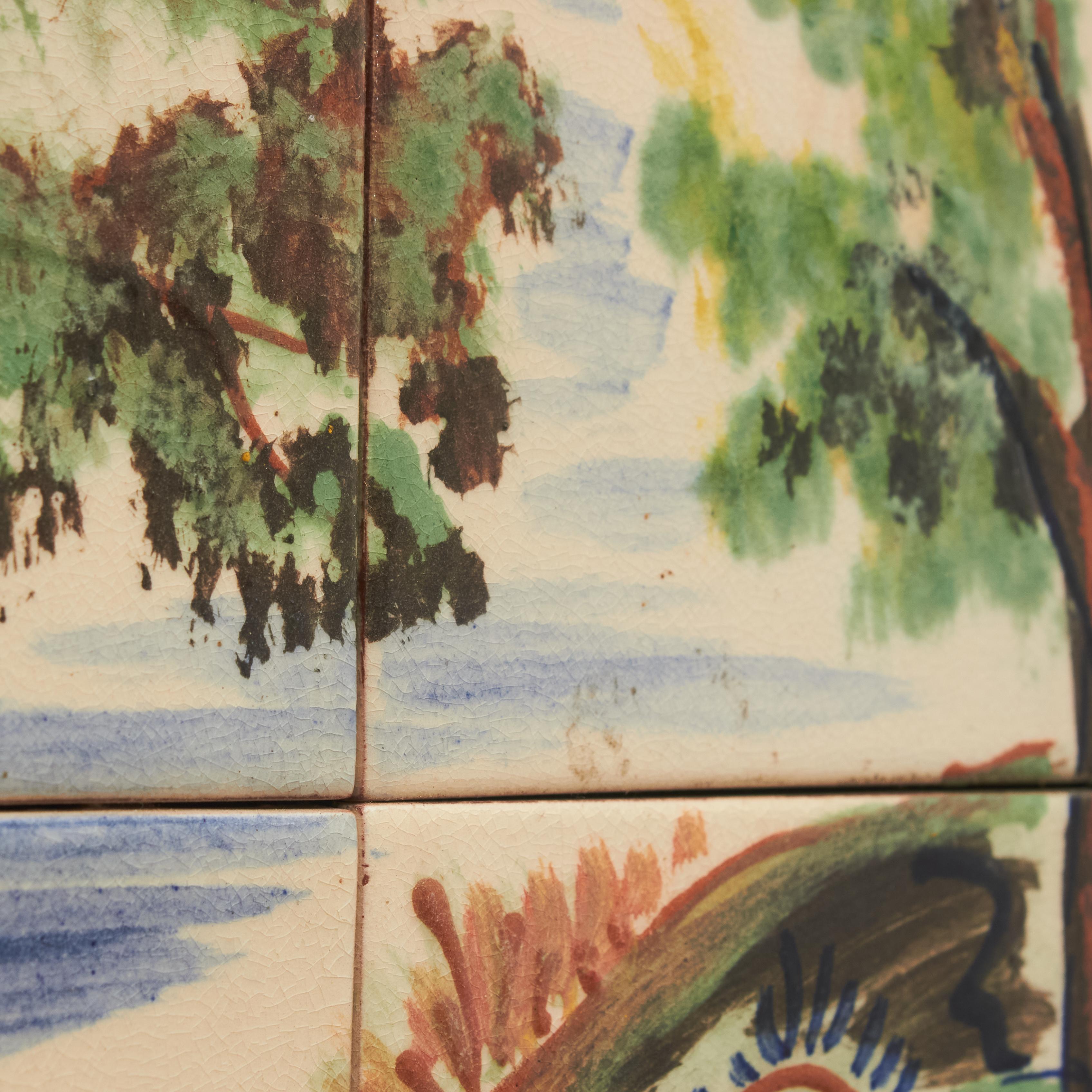 Diaz Costa Mid Century Modern Ceramic Hand Painted Artwork, circa 1960 For Sale 3