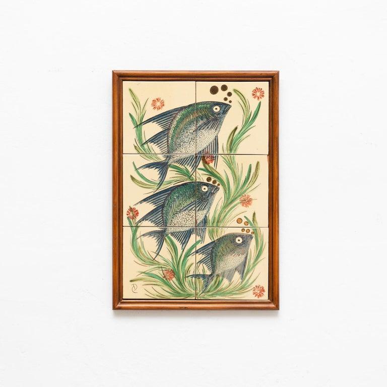 Diaz Costa Mid Century Modern Ceramic Hand Painted Artwork, circa 1960 For Sale 2
