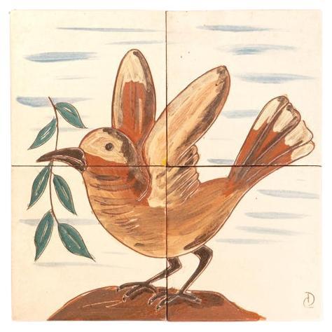 Diaz Costa Céramique moderne du milieu du siècle peinte à la main représentant un oiseau, circa 1960 en vente