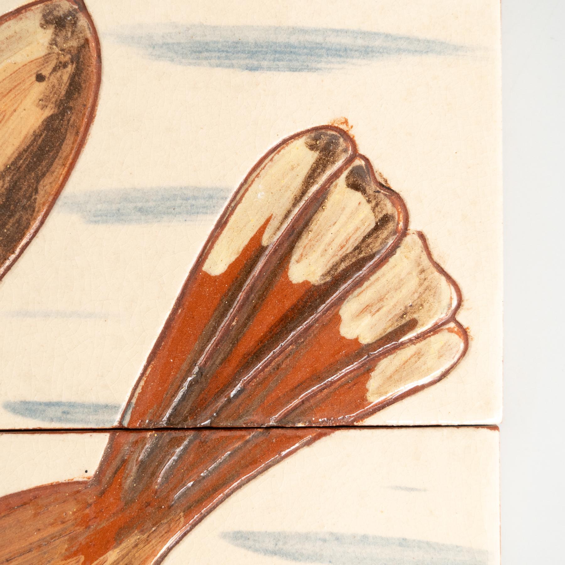 Diaz Costa, opera d'arte in ceramica di metà secolo dipinta a mano con uccelli, 1960 circa in vendita 3