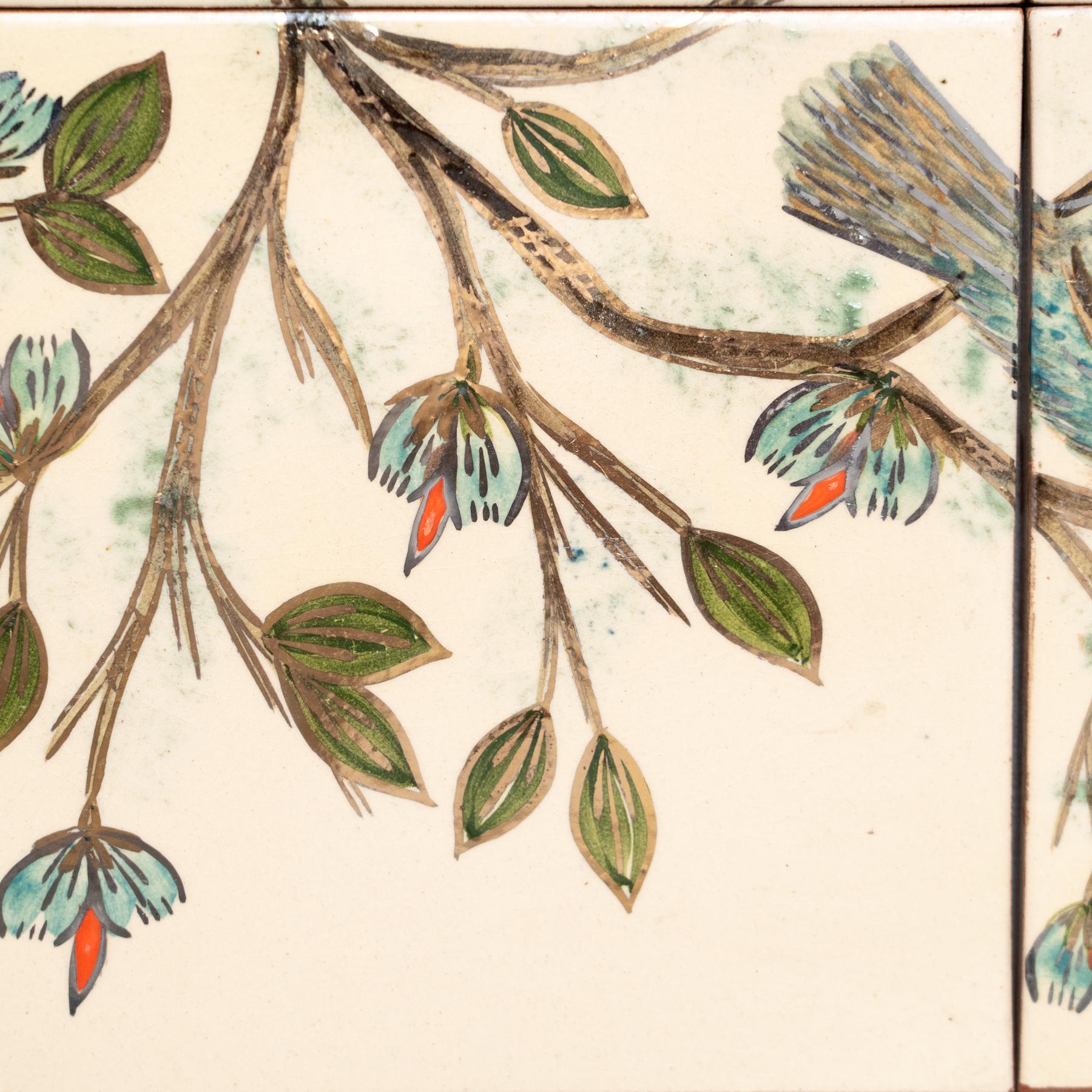 Diaz Costa Mid Century Modern Ceramic Hand Painted Artwork of Birds, circa 1960 For Sale 5