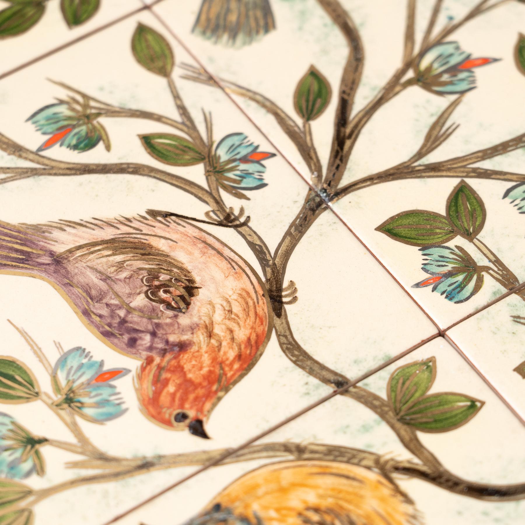 Diaz Costa Mid Century Modern Ceramic Hand Painted Artwork of Birds, circa 1960 For Sale 6