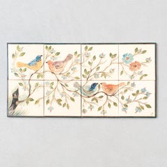Diaz Costa Mid Century Modern Ceramic Hand Painted Artwork of Birds, circa 1960
