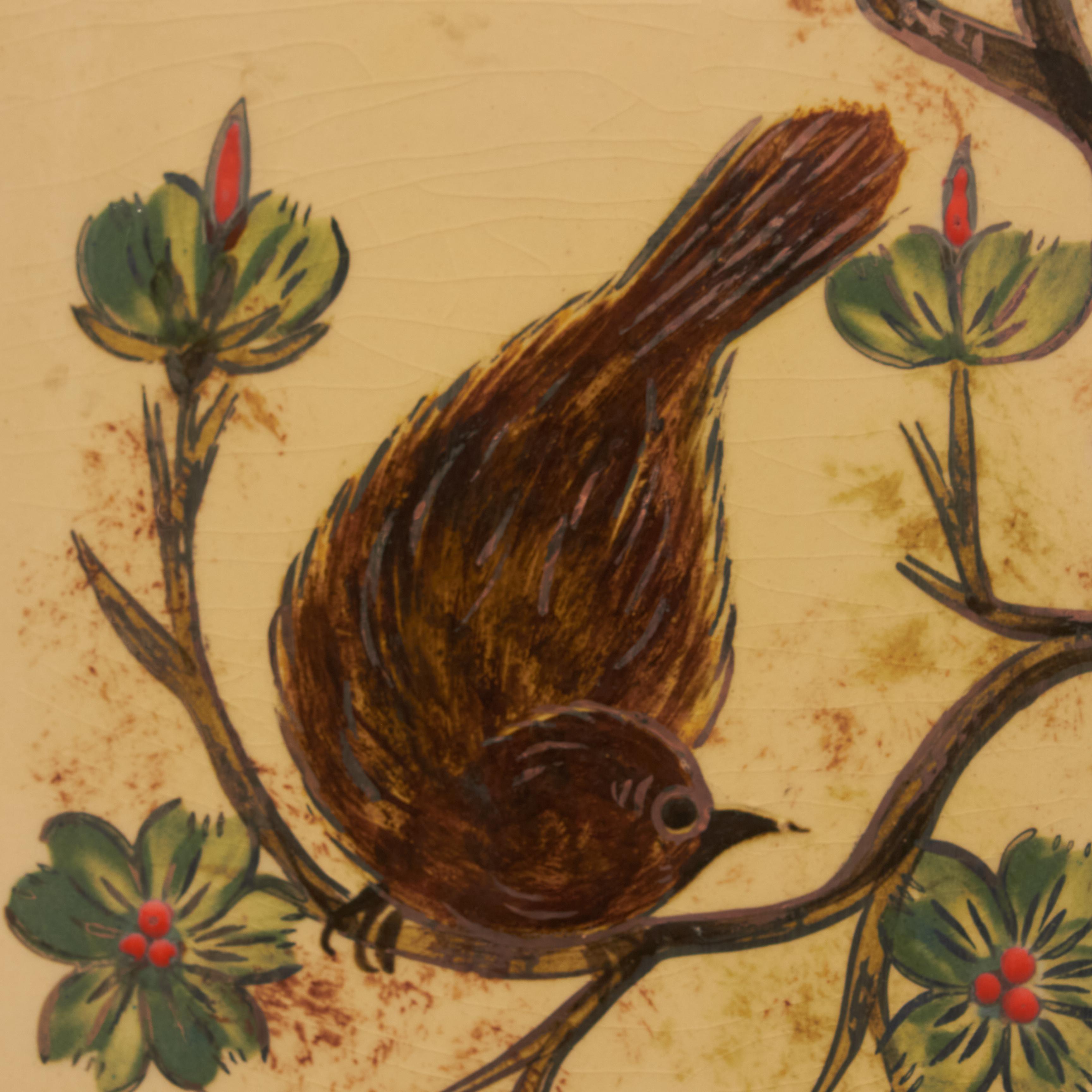 Diaz Costa Mid Century Modern Ceramic Hand Painted Artwork of Birds, circa 1960 For Sale 1