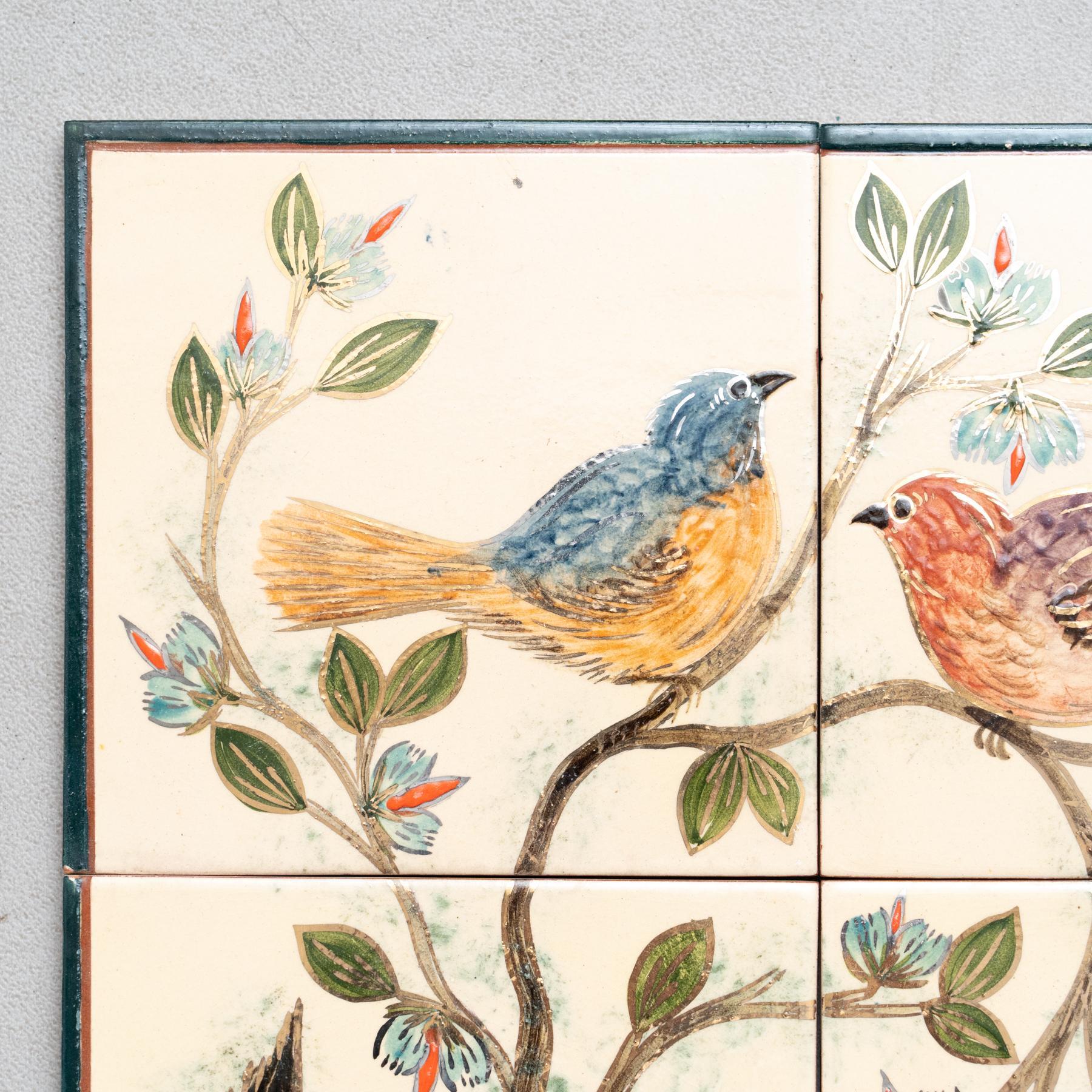 Diaz Costa Mid Century Modern Ceramic Hand Painted Artwork of Birds, circa 1960 For Sale 1