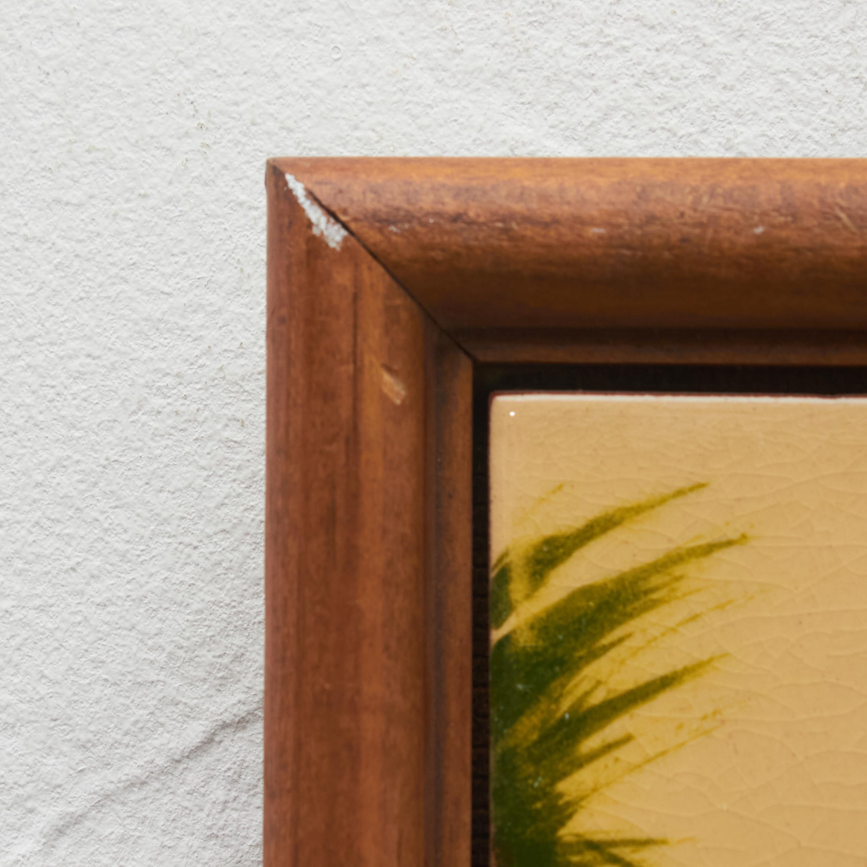 Diaz Costa Oeuvre d'art en céramique peinte à la main représentant des oiseaux, circa 1960. en vente 1