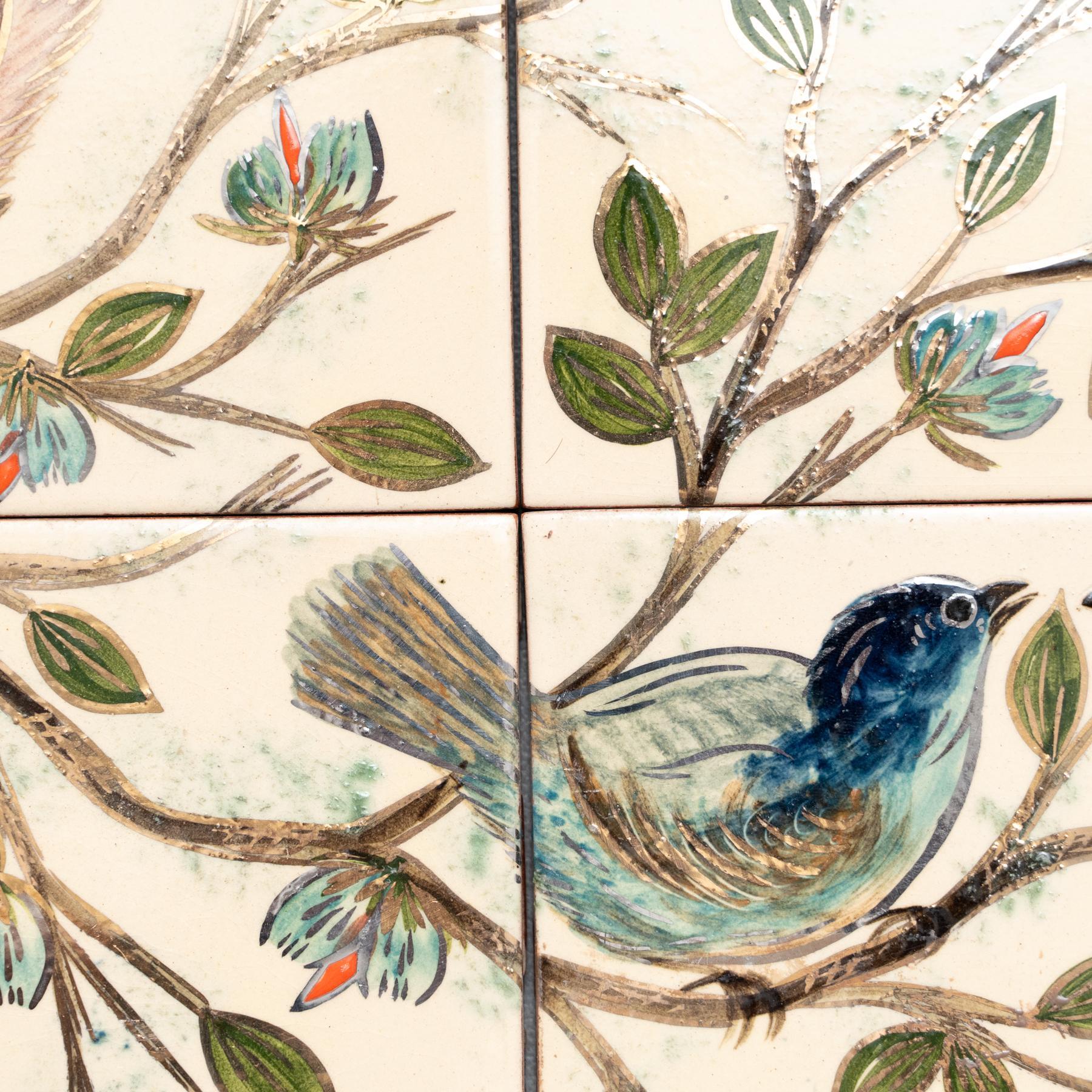 Diaz Costa Mid Century Modern Ceramic Hand Painted Artwork of Birds, circa 1960 For Sale 2