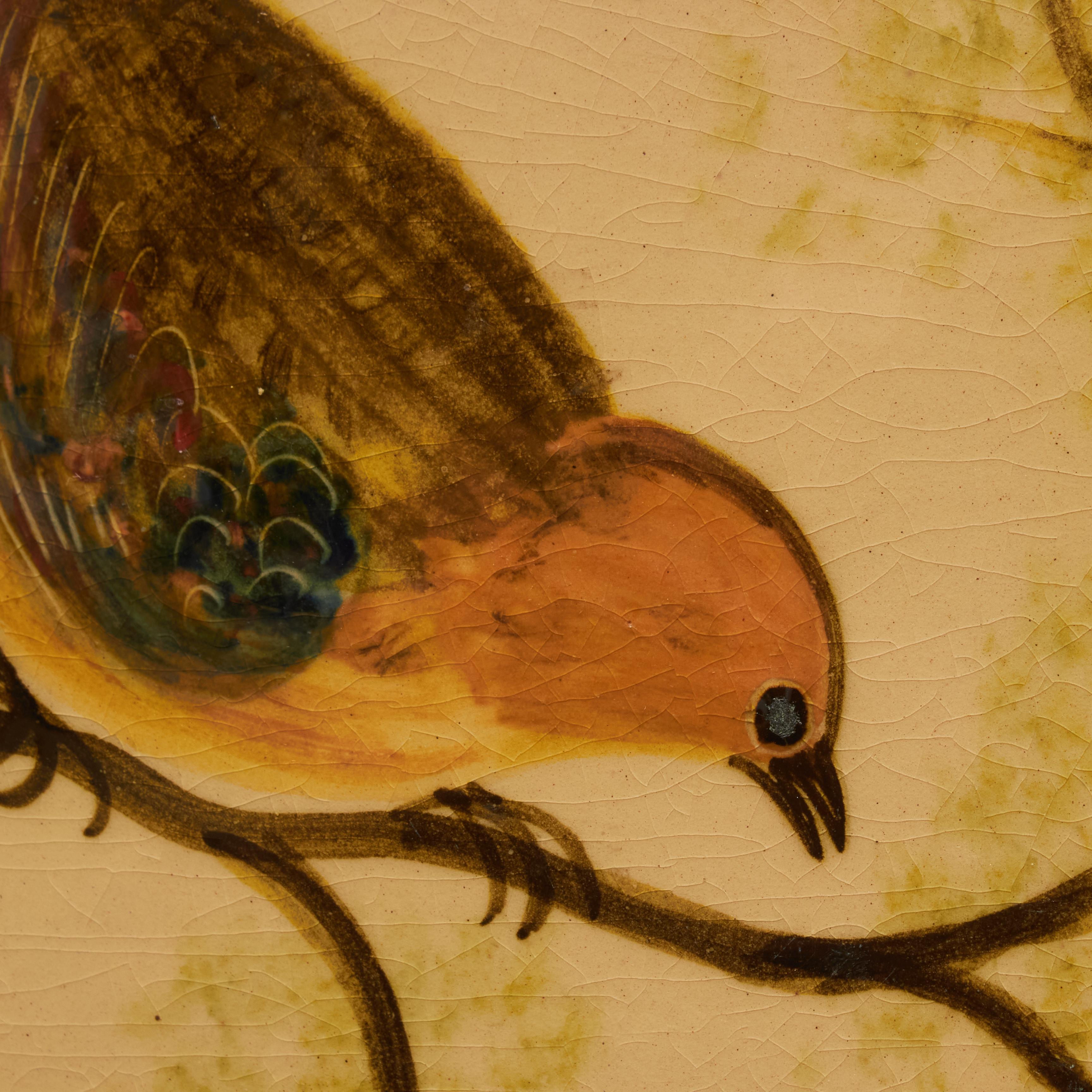 Diaz Costa Oeuvre d'art en céramique peinte à la main représentant des oiseaux, circa 1960. en vente 2