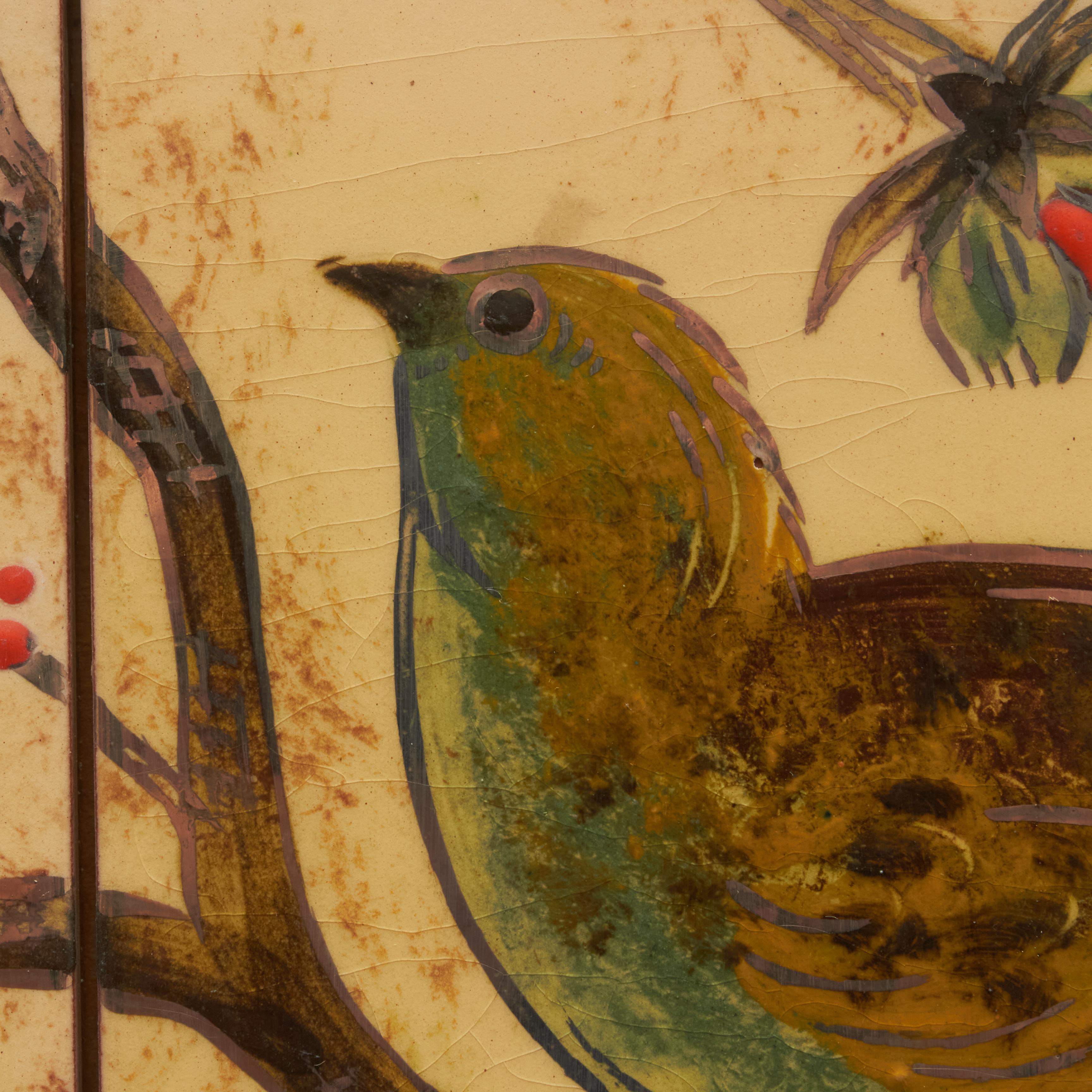 Diaz Costa Mid Century Modern Ceramic Hand Painted Artwork of Birds, circa 1960 For Sale 1
