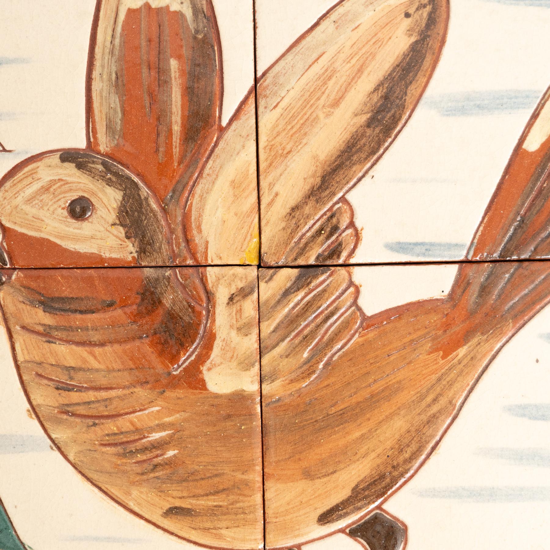 Diaz Costa, opera d'arte in ceramica di metà secolo dipinta a mano con uccelli, 1960 circa in vendita 2