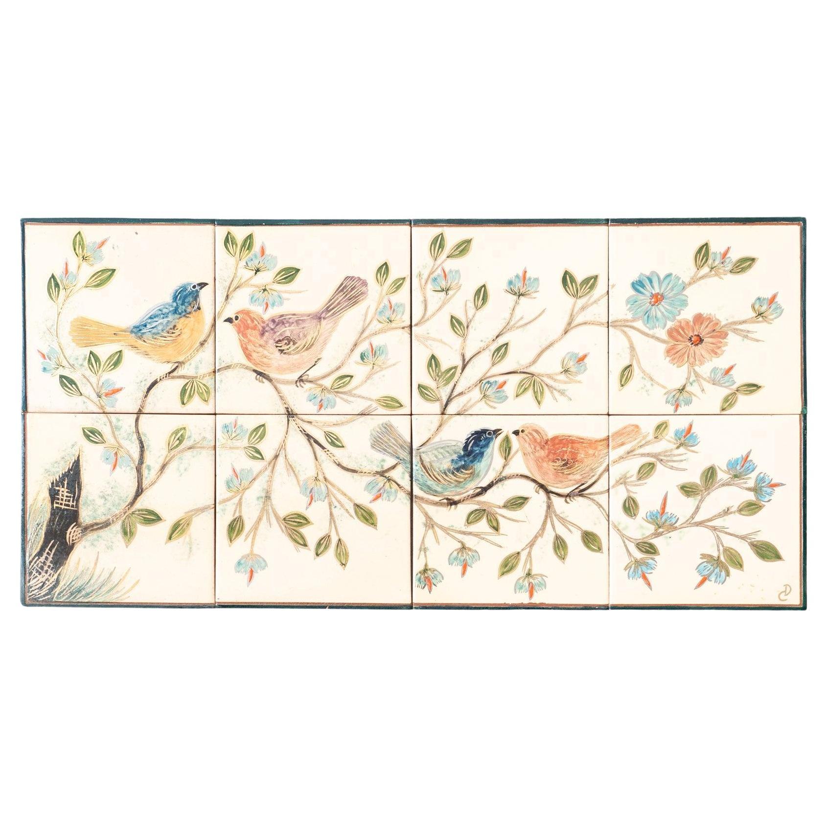 Diaz Costa Mid Century Modern Ceramic Hand Painted Artwork of Birds, circa 1960