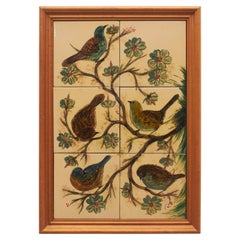 Diaz Costa Mid Century Modern Ceramic Hand Painted Artwork of Birds, circa 1960