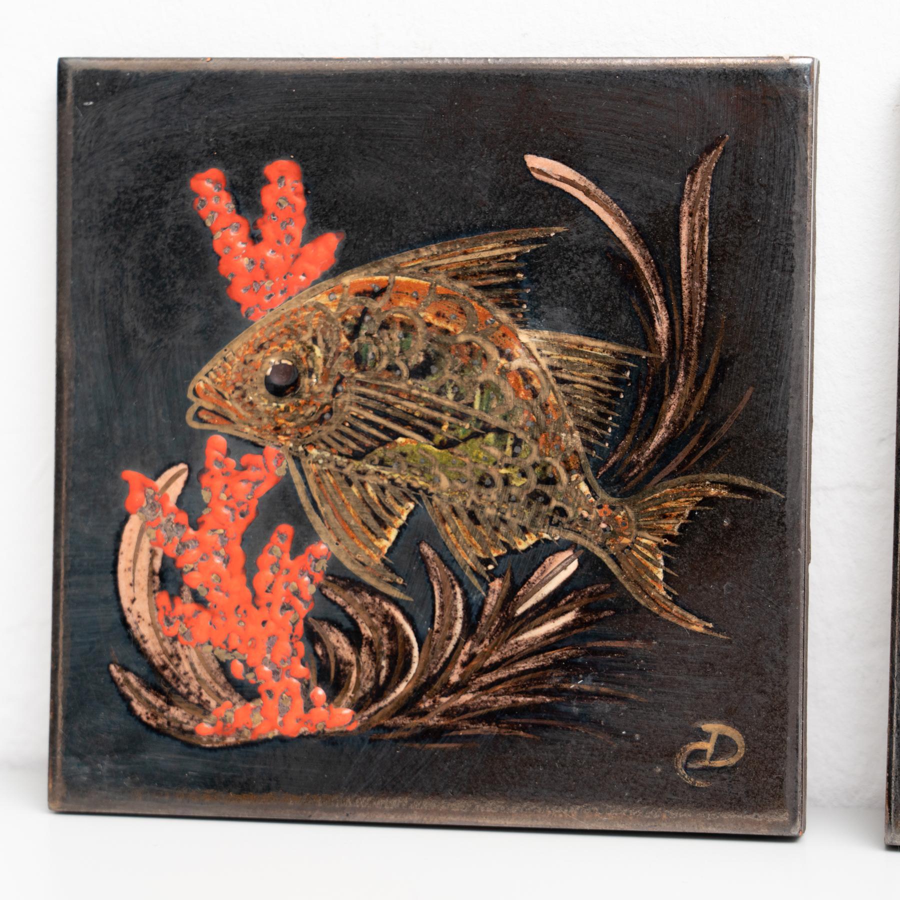 Juego de tres obras de cerámica pintadas a mano de A. Costa, hacia 1960 en venta 8