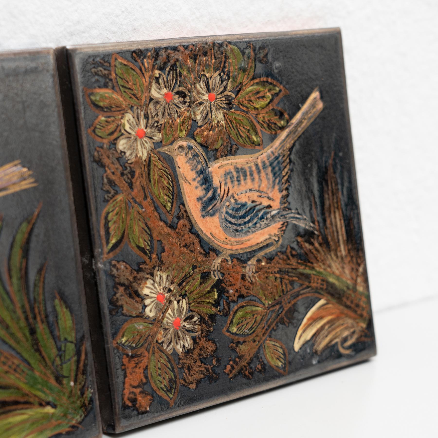 Juego de tres obras de cerámica pintadas a mano de A. Costa, hacia 1960 mediados del siglo XX en venta