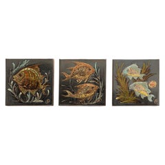 Diaz Costa Set of Three Ceramic Hand Painted Artwork, circa 1960