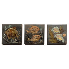 Juego de tres obras de cerámica pintadas a mano de A. Costa, hacia 1960