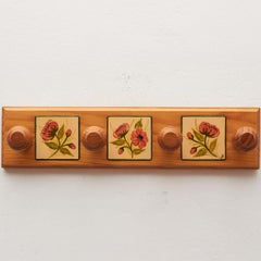 Diaz Costa Wood and Hand Painted Ceramic Wall Hanger, circa 1960