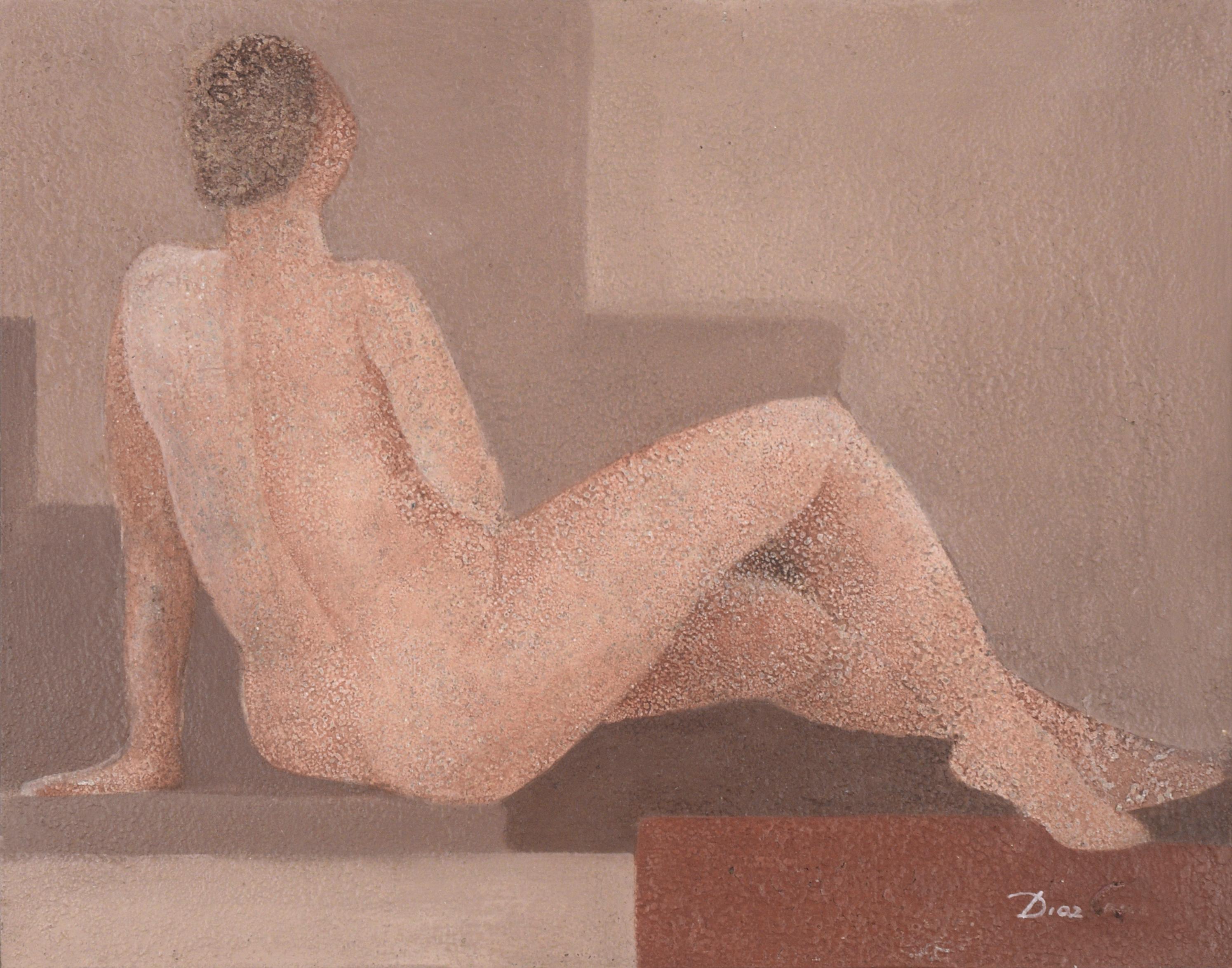 Figure féminine nue couchée moderne  - Painting de Diaz Cruz
