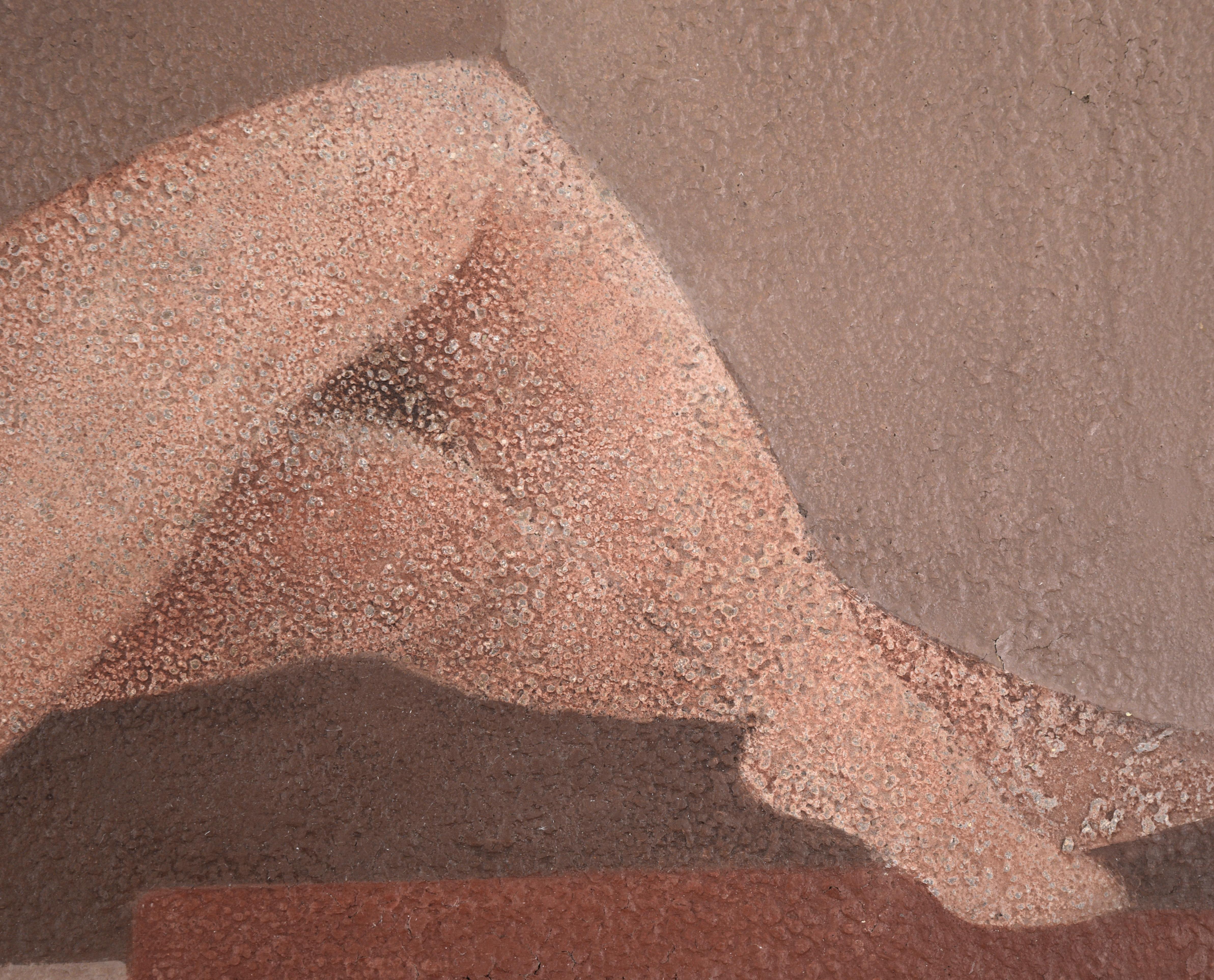 Modern Reclining Nude Female Figure  - Brown Nude Painting by Diaz Cruz
