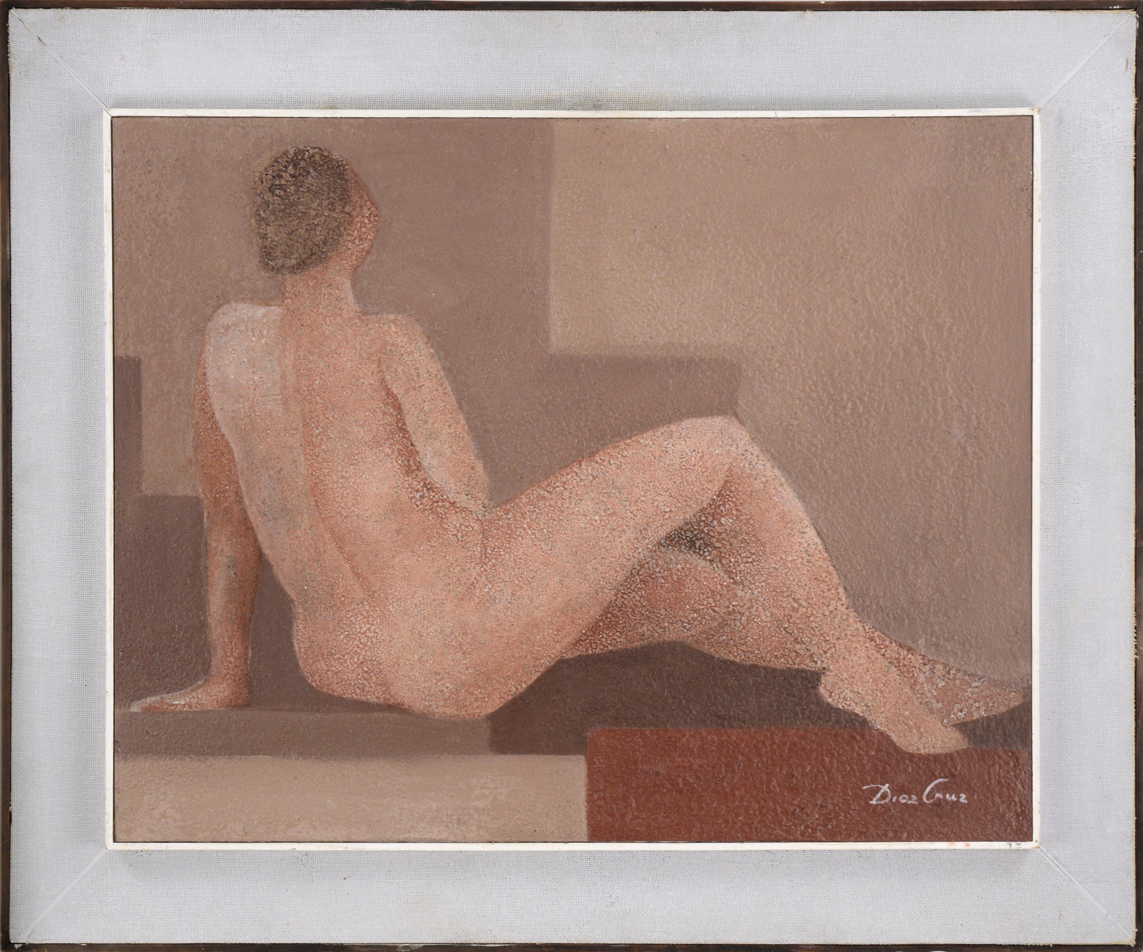 Nude Painting Diaz Cruz - Figure féminine nue couchée moderne 