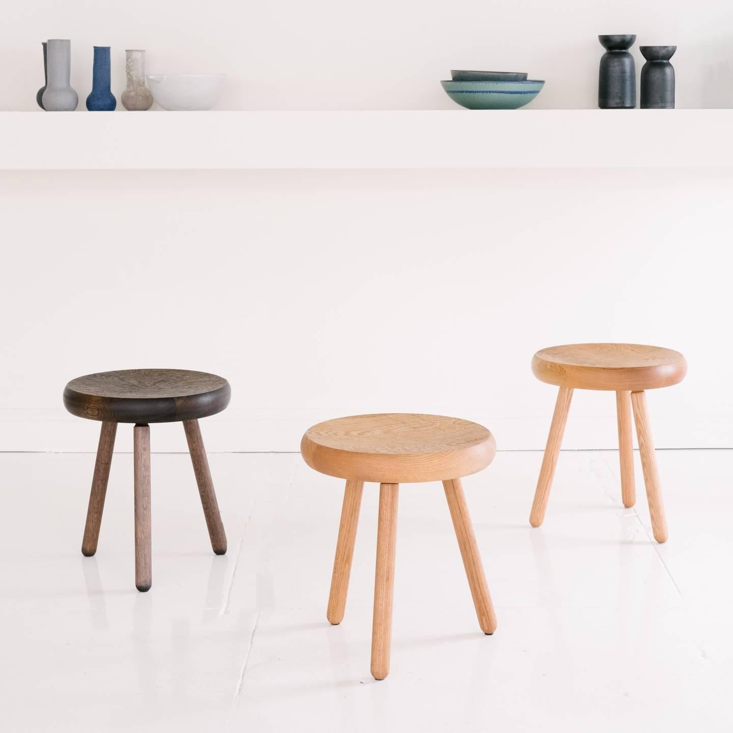 Dibbet Stool in Oxidized Oak In New Condition For Sale In Los Angeles, CA