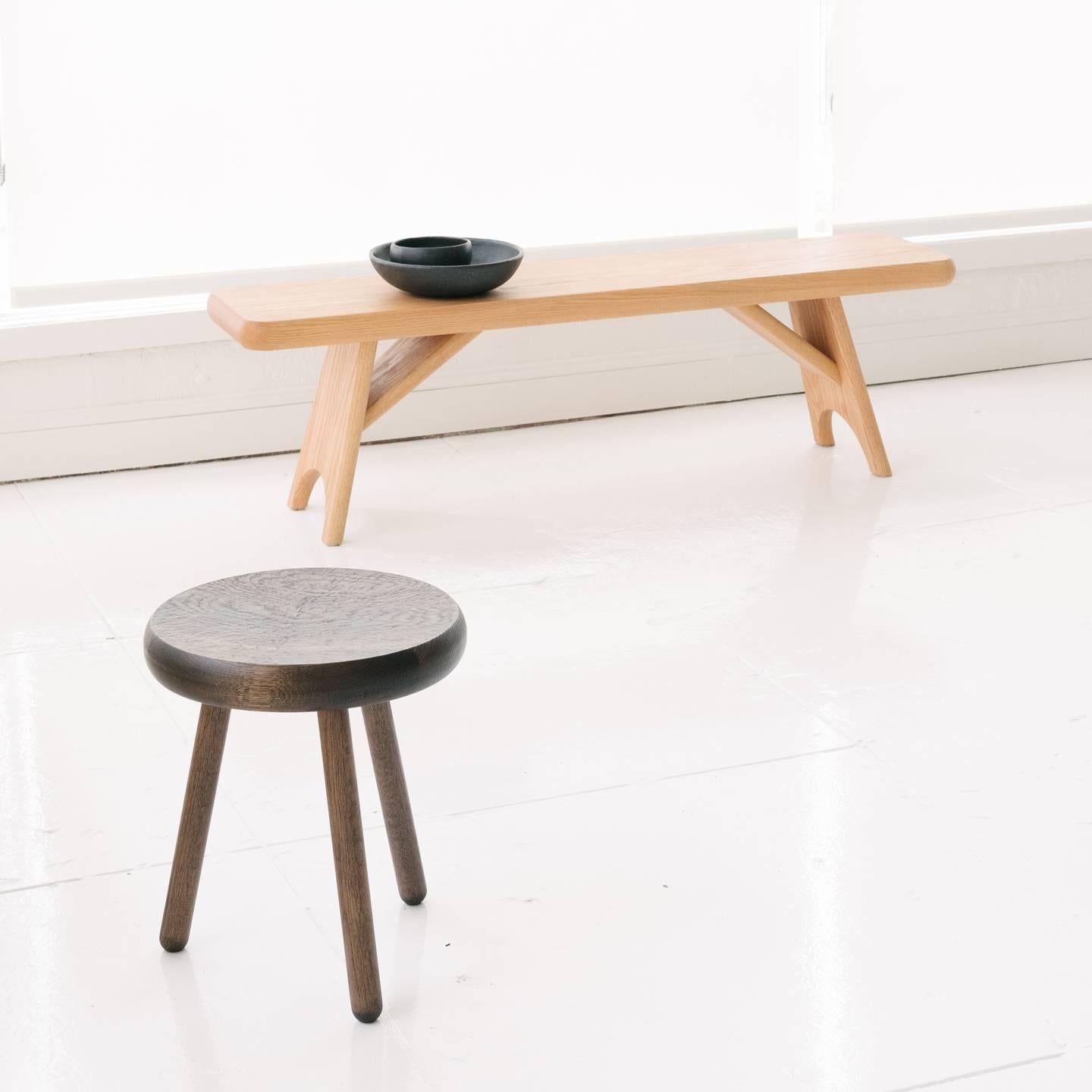 Contemporary Dibbet Stool in Oxidized Oak For Sale