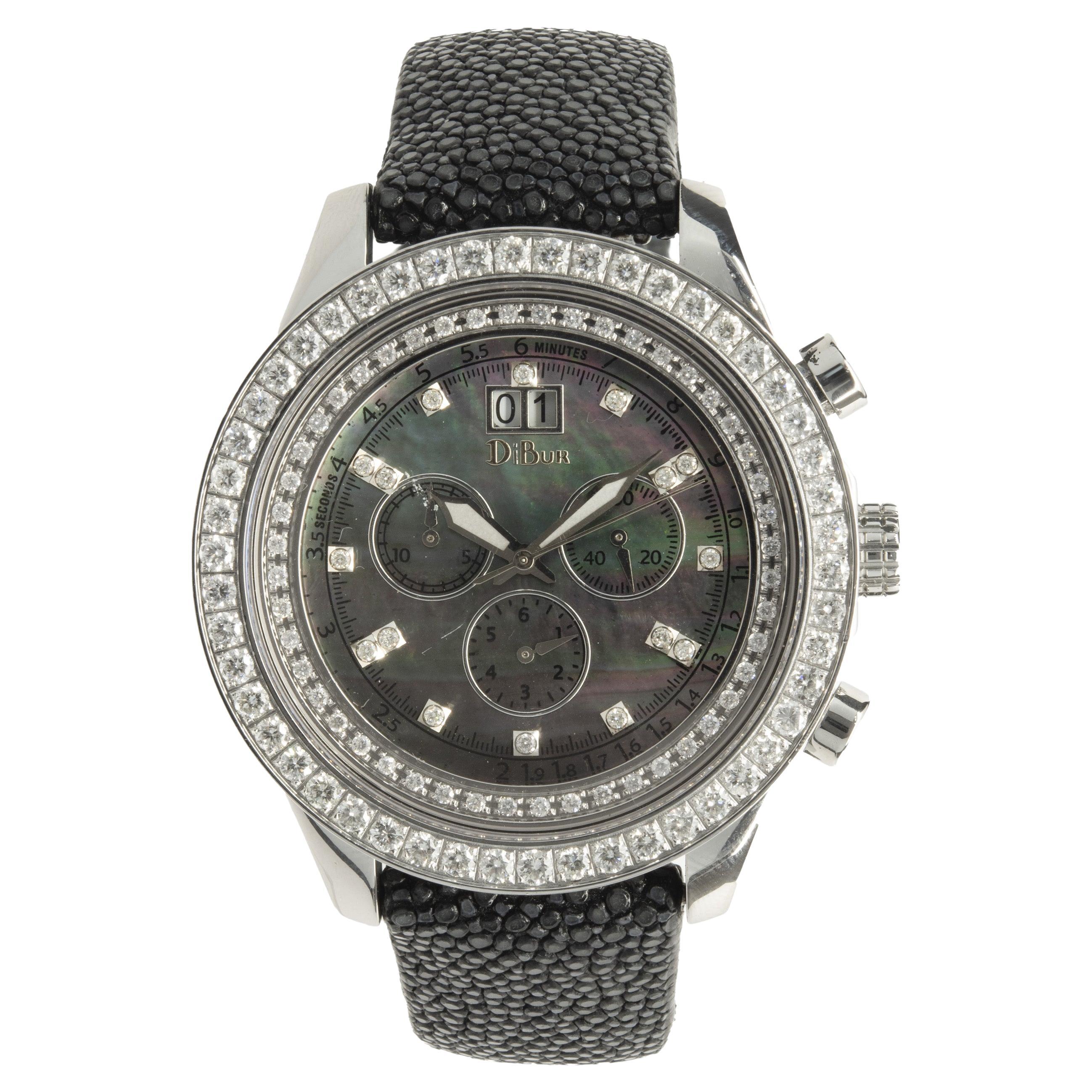 DiBur Edelstahl Diamant Perlmutt Datum